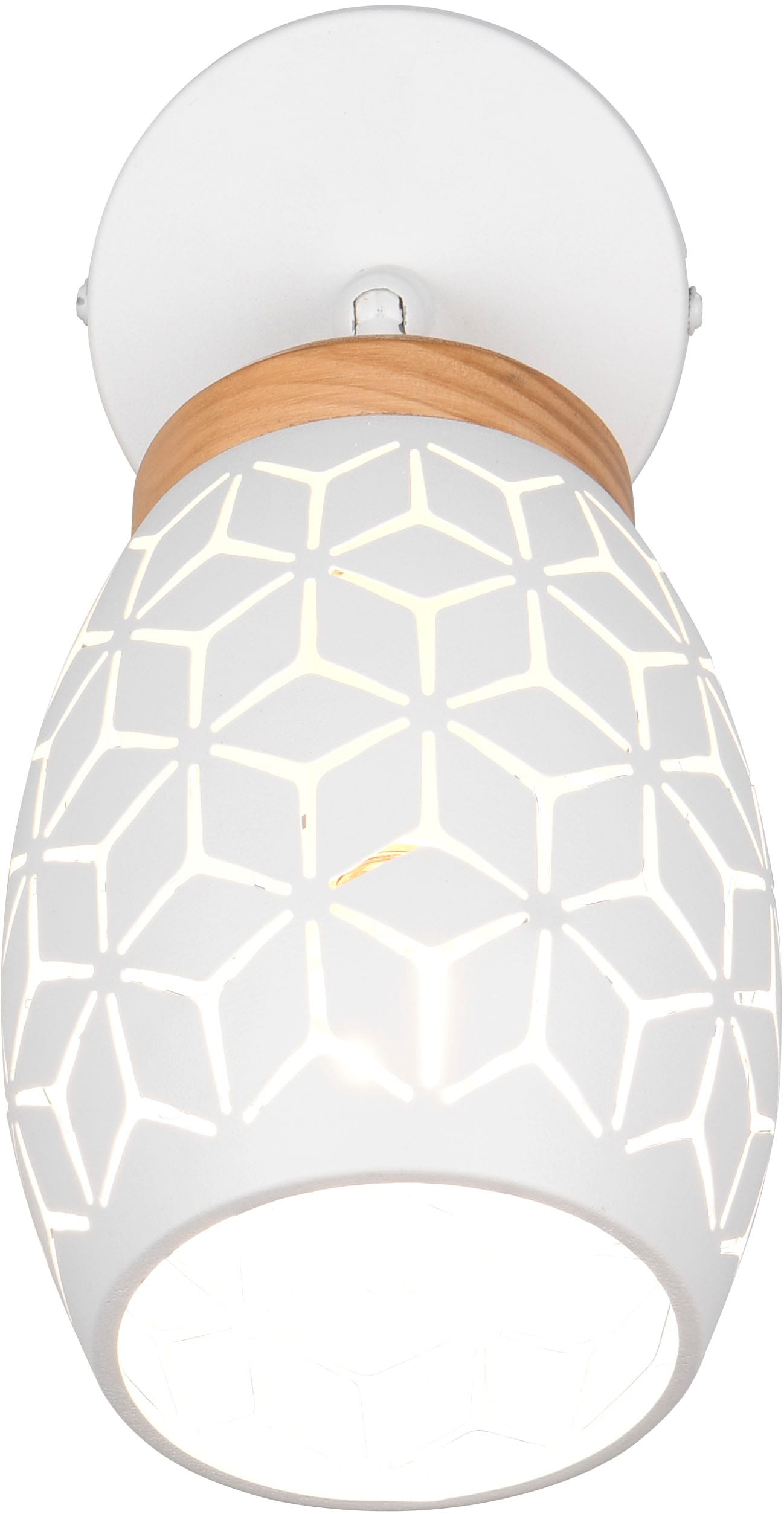 REALITY Leuchten Wandstrahler »BIDAR, Wandlampe mit verstellbarem Spot, exkl 1x E14 max 10W«, 1 flammig, Leuchtmittel E14 | Leuchtmittel wechselbar, Kippschalter ON/OFF, Metall-Lampenschirm Lasercut Optik Ø 12cm