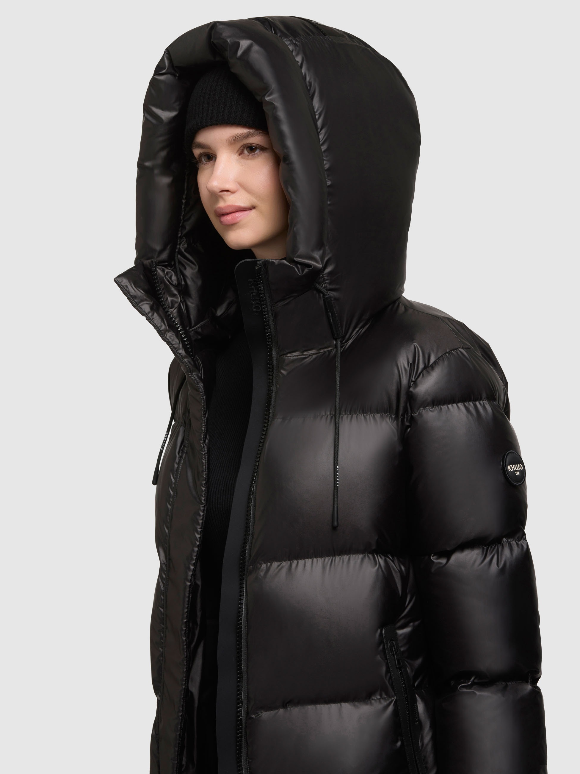 Steppjacke KHUJO "DROWN SHINY", Damen, Gr. XL (42), schwarz, Steppware, Obermaterial: 100% Polyester. Futter: 100% Nylon. Wattierung: 100% Polyester, unifarben, elastischer Bund, Jacken Steppjacke 6
