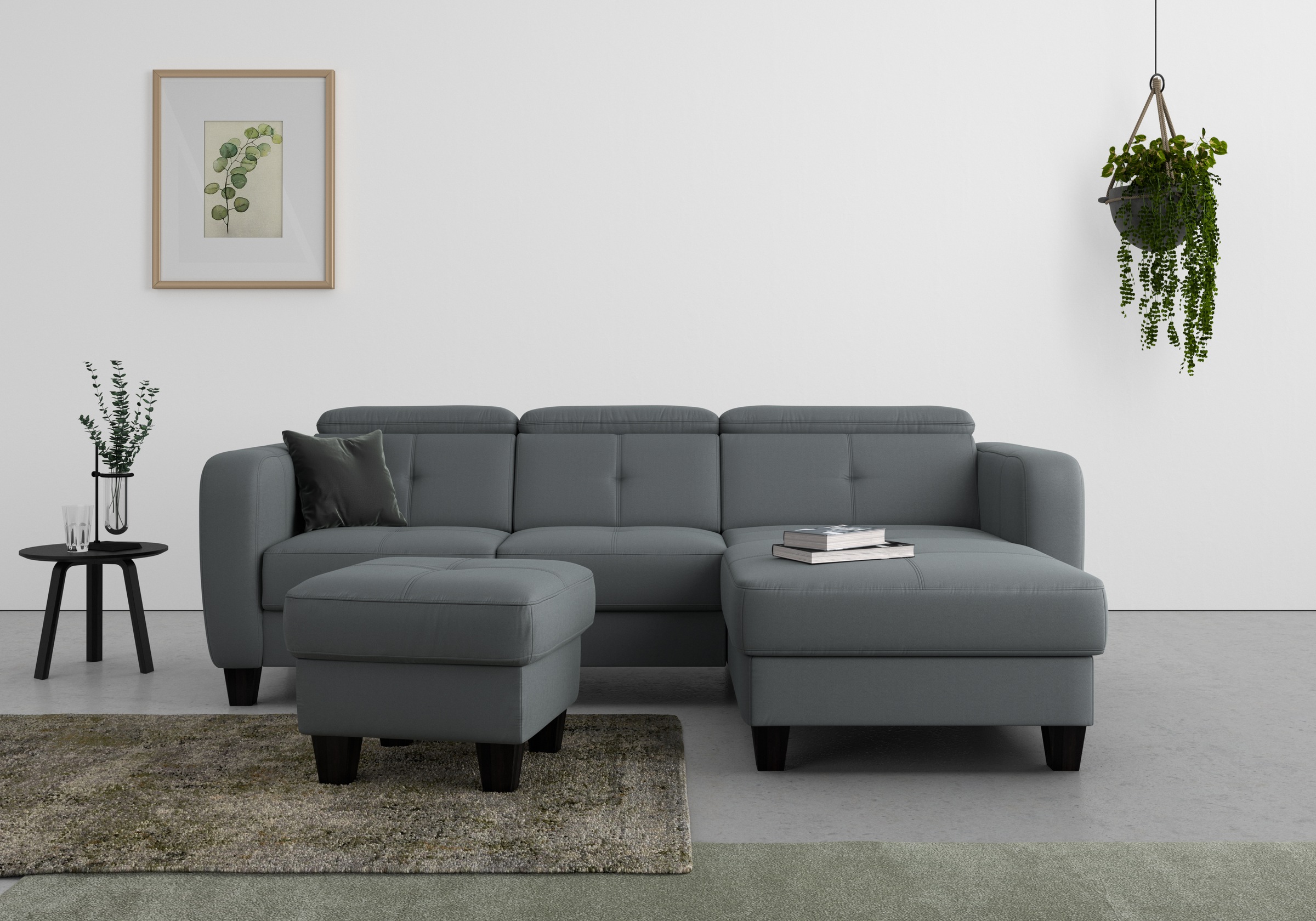 sit&more Ecksofa »Belluci L-Form«, inklusive Federkern, wahlweise mit Bettfunktion und Bettkasten