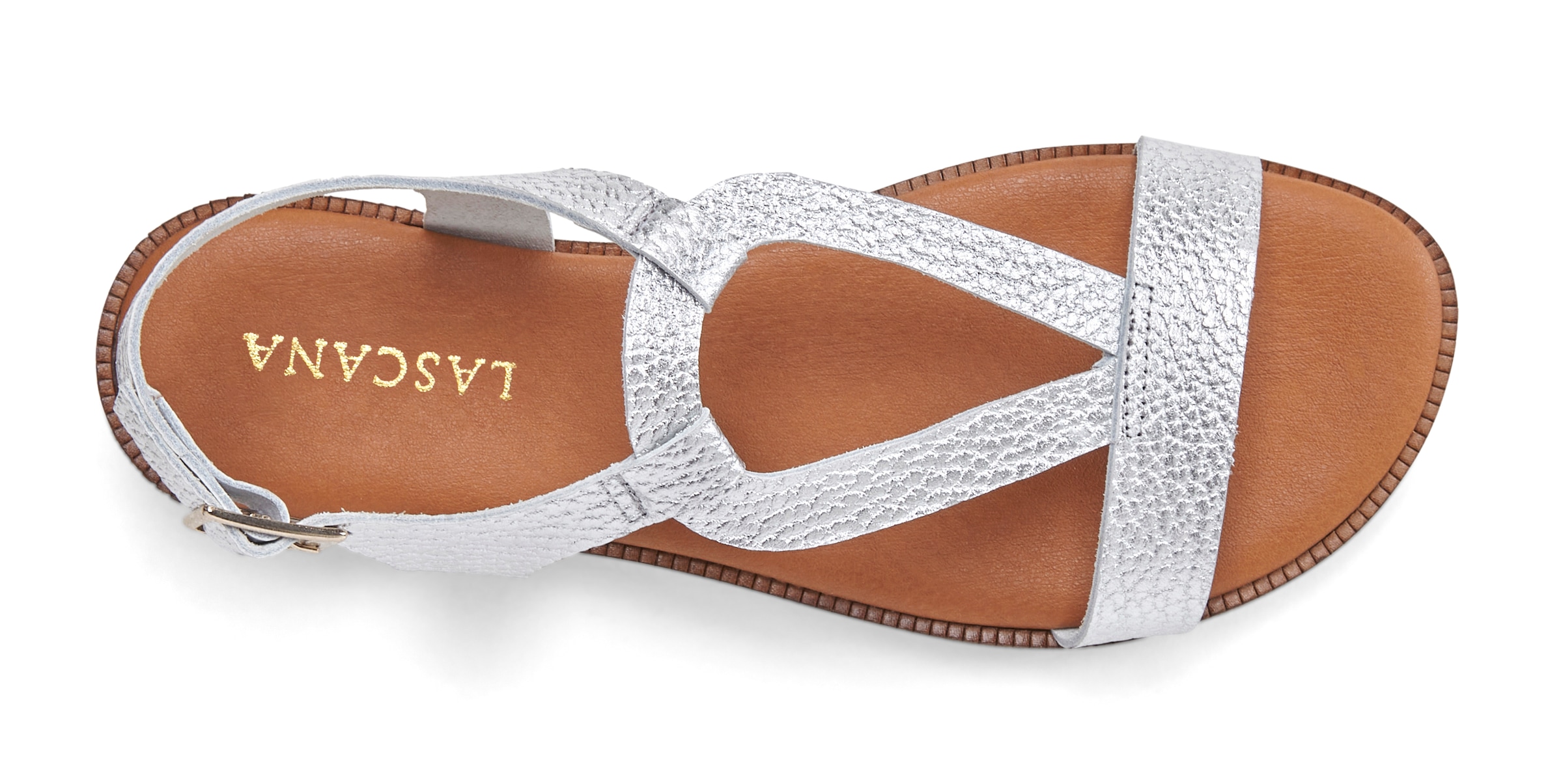 LASCANA Sandale »Sommerschuh«, Sandalette, Sommerschuh aus hochwertigem Leder im Metallic-Look