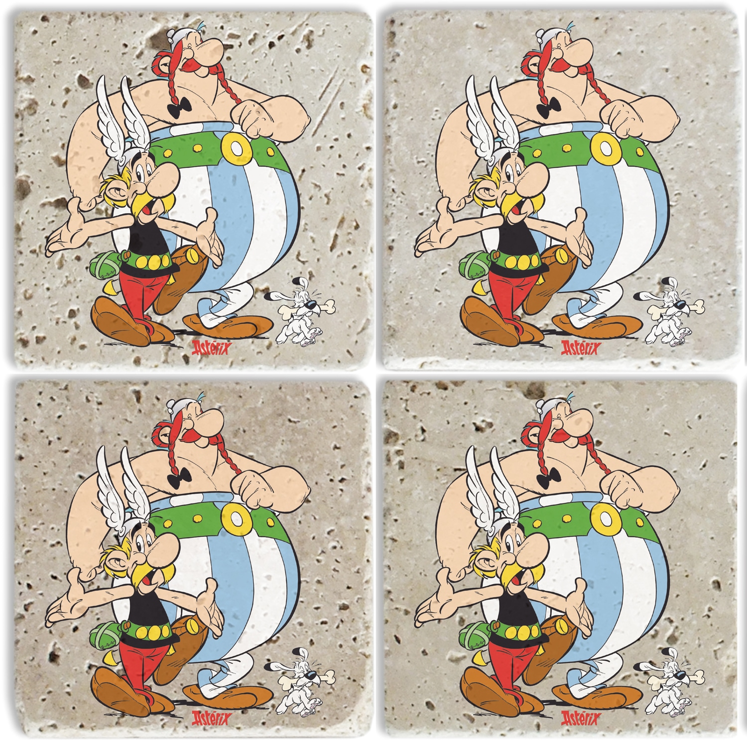 LuckyLinde Getränkeuntersetzer "Asterix und Obelix mit Idefix Fliesen Stein günstig online kaufen