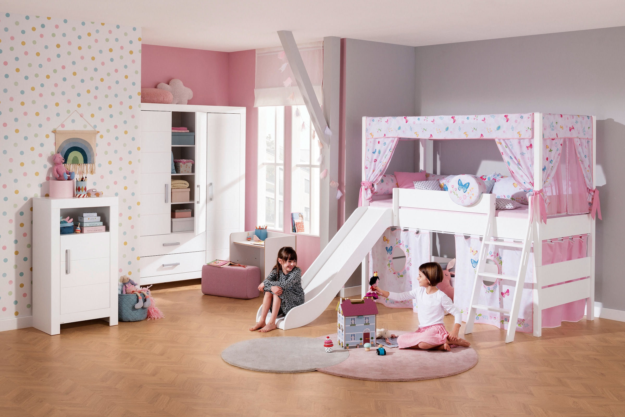 PAIDI Spielbett »TIAGO in verschiedenen Größen und Farben, mit Leiter und Rutsche« Höhe 120 cm, 120kg Tragkraft, 5 Jahre Garantie,  Rausfallschutz, geprüfte Sicherheit, umbaubares Bett mit Massivholz