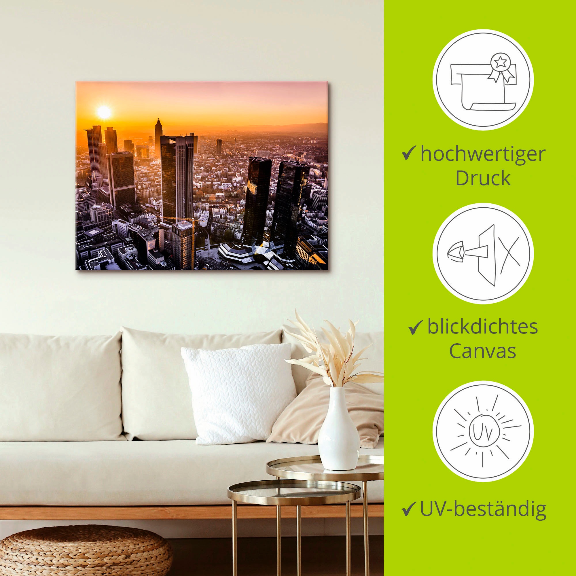 Artland Leinwandbild »Frankfurt am Main Panorama I«, Deutschland, (1 St.), auf Keilrahmen gespannt