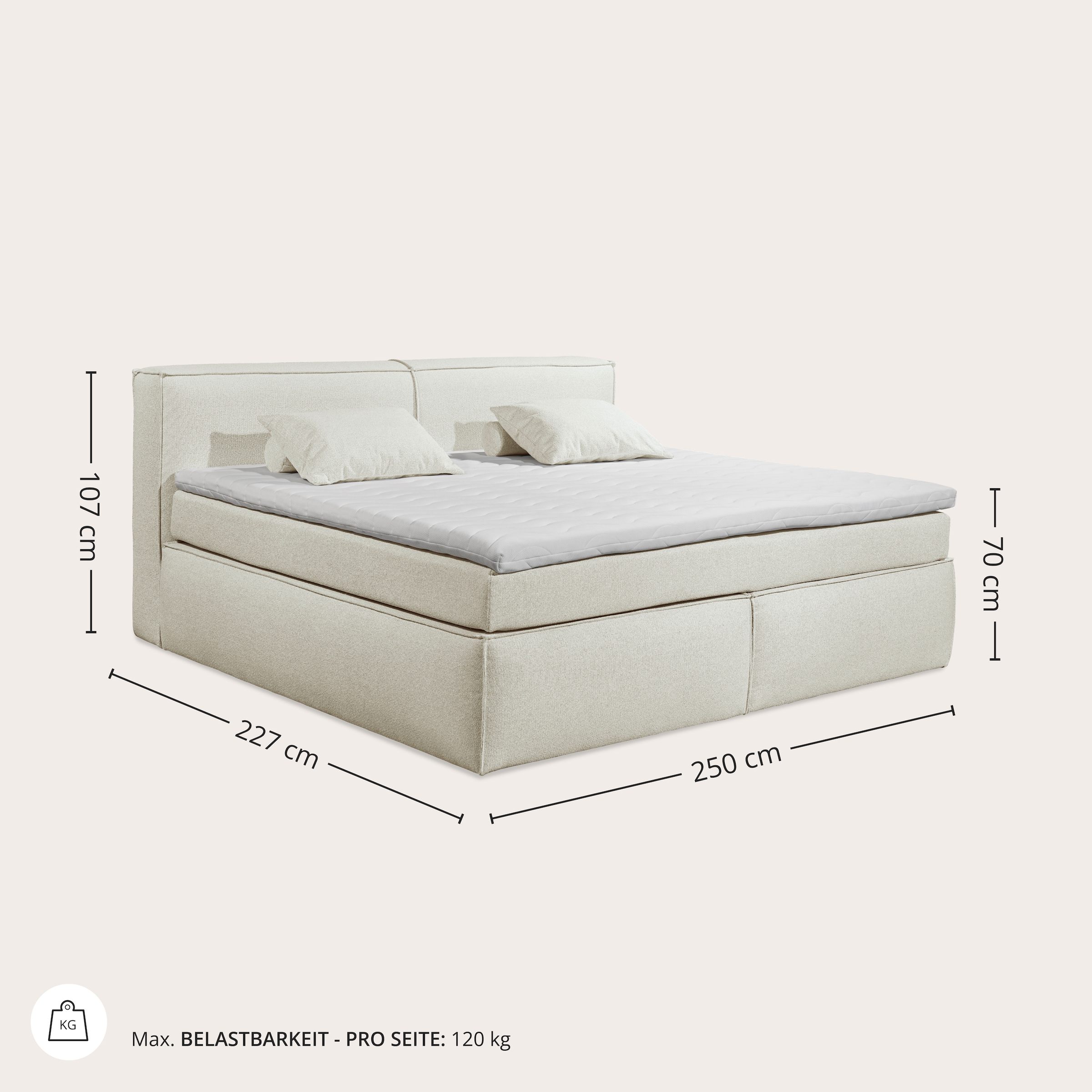 ED EXCITING DESIGN Boxspringbett »Sandon, Familienbett erhältlich in der Größe 240x200cm«