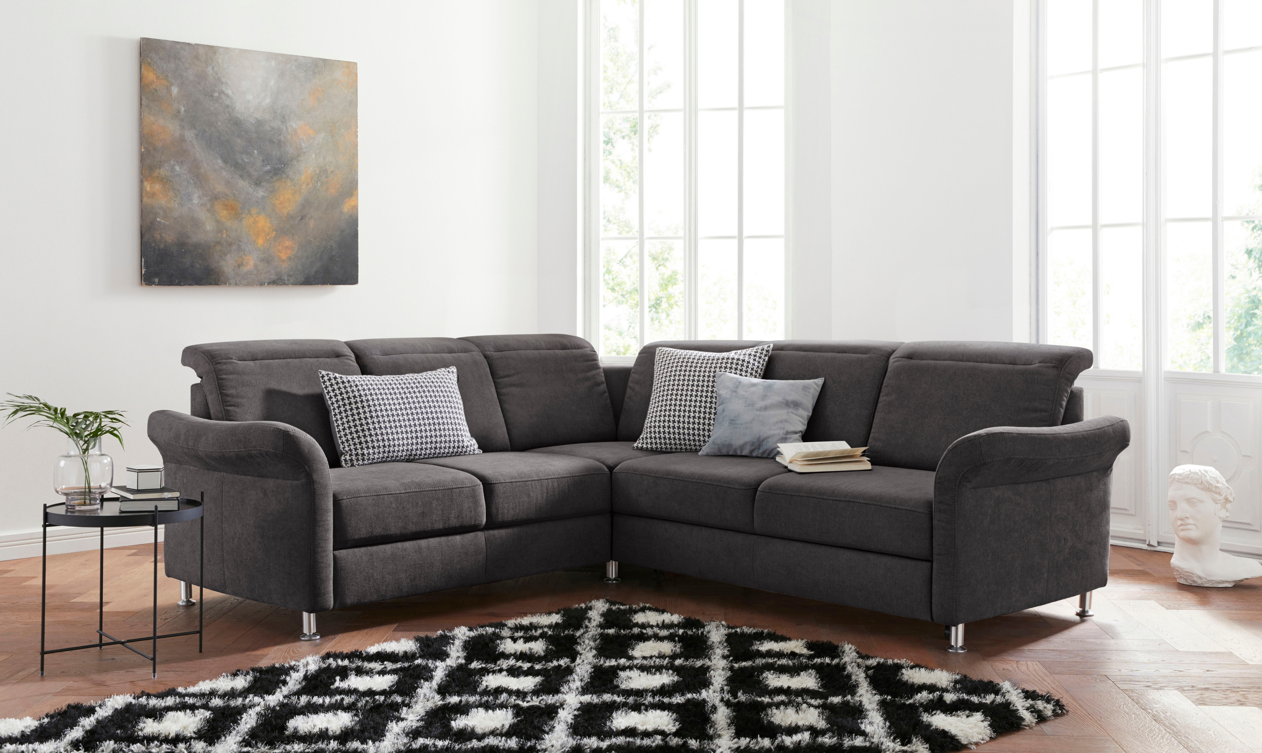 sit&more Ecksofa "Darwin L-Form" inklusive Federkern, wahlweise mit Kopfteilverstellung, Schlaffunktion