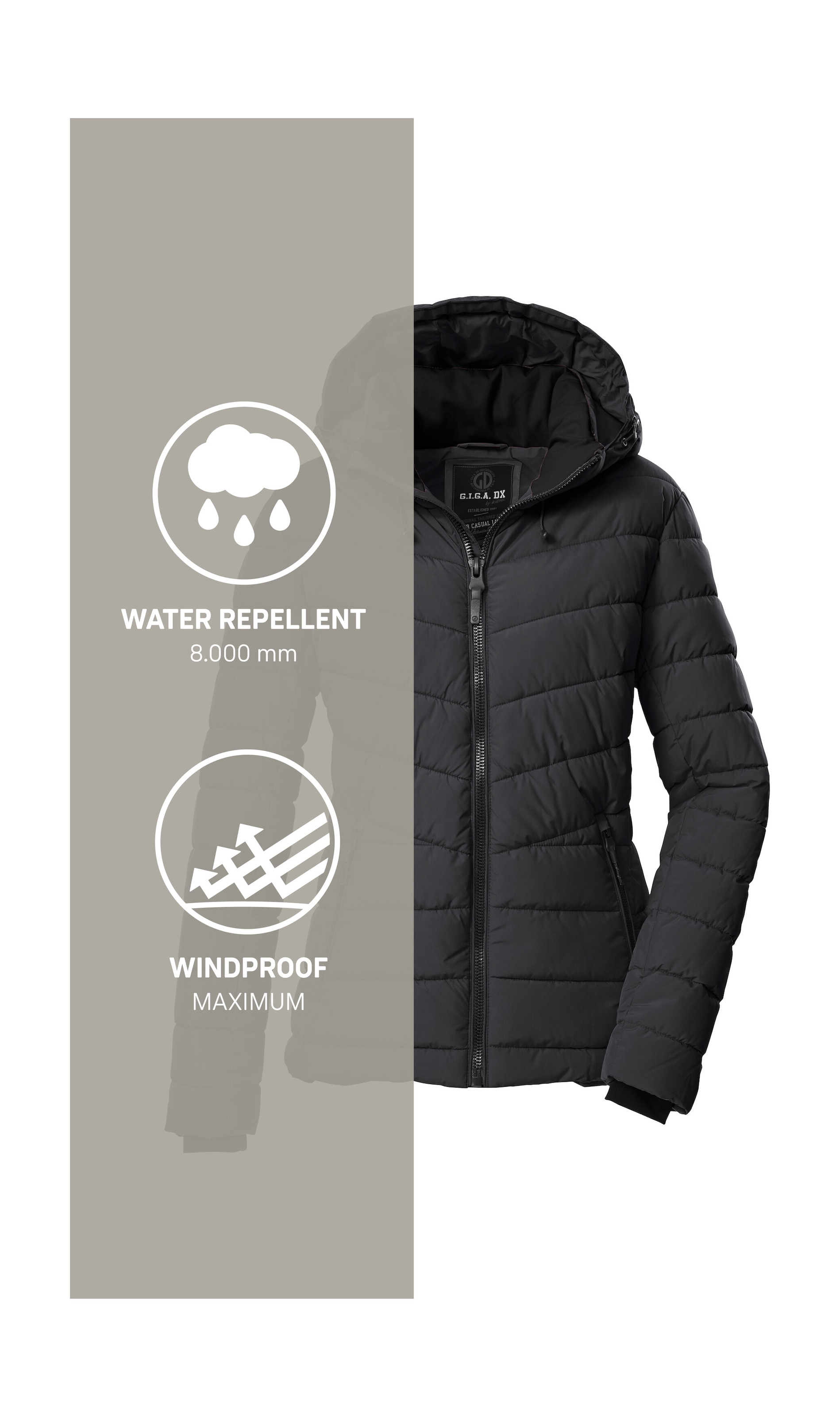 G.I.G.A. DX by killtec Steppjacke »GW 32 WMN QLTD JCKT«, Elegante Damenjacke, wasserabweisend, atmungsaktiv, abnehmbare Kapuze
