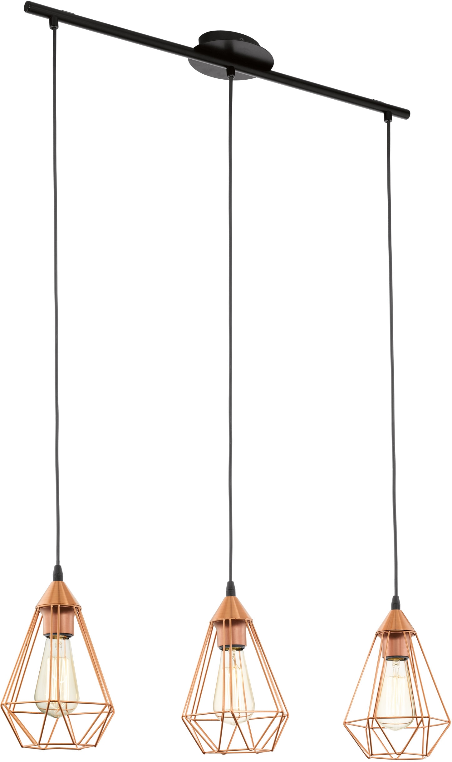 EGLO Hängeleuchte »TARBES Pendellampe, Stahl, IP20, E27, Vintage, Esstischlampe, Lampe«, 3 flammig, Leuchtmittel E27 | ohne Leuchtmittel, Hängelampe, Vintage, Retro, Industrial, Esszimmerlampe, E27