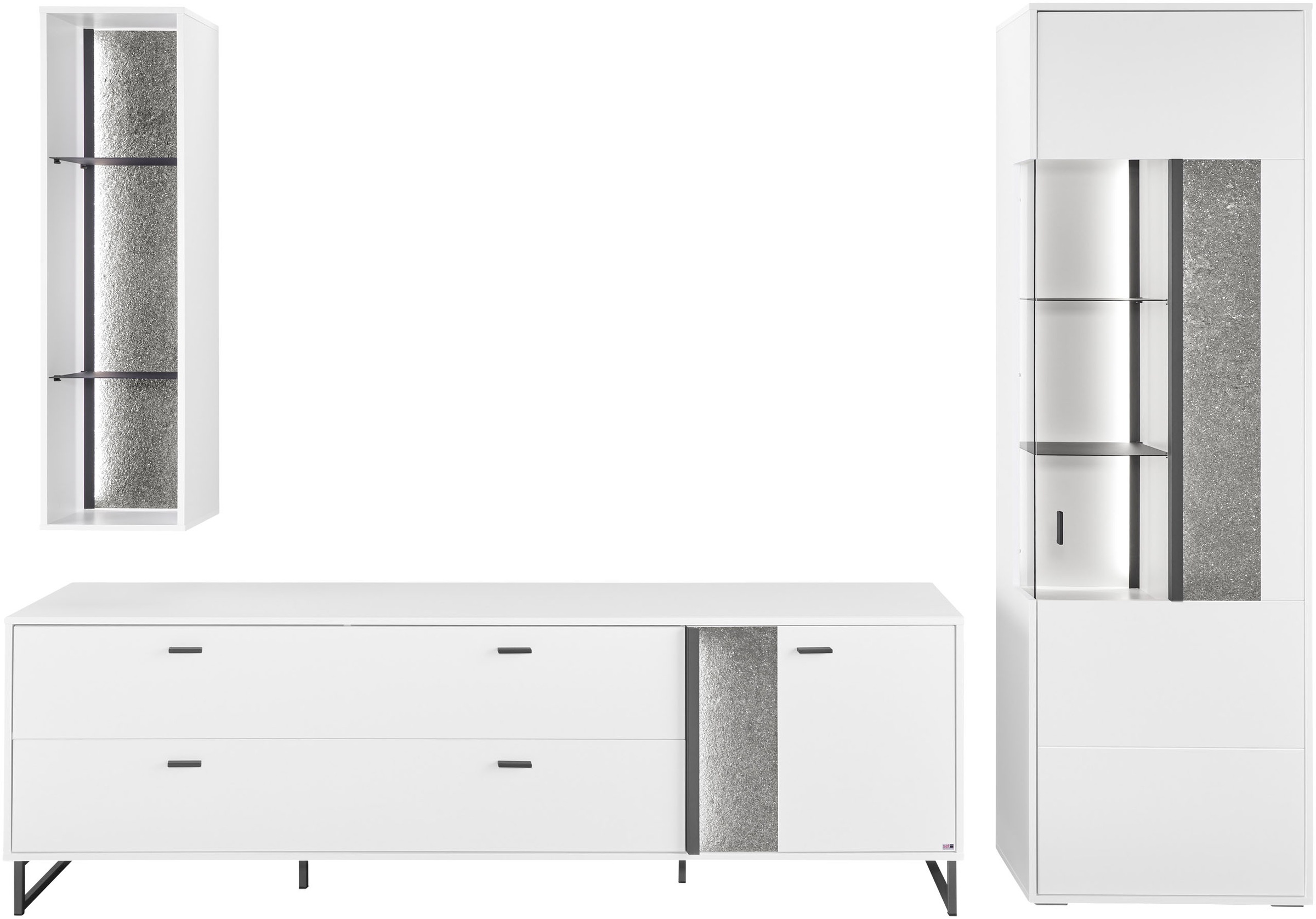 set one by Musterring TV-Wand »Deltona«, (3 St.), Zierelemente aus Sandstein, mit Hängeregal Gesamtbreite ca. 287cm