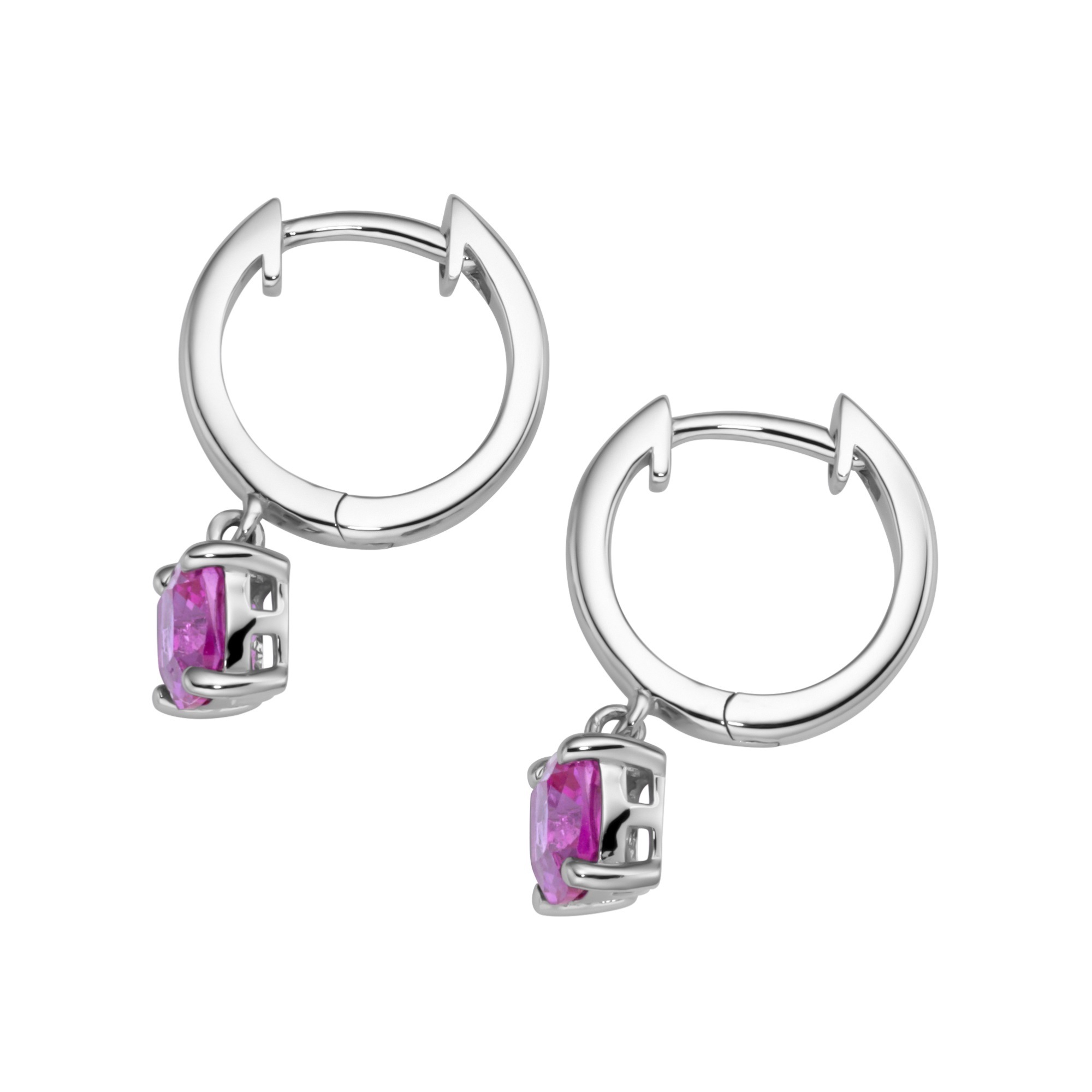 Smart Jewel Paar Creolen »lila Zirkonia o. synth. Korund blau o. fuchsia, Silber 925«