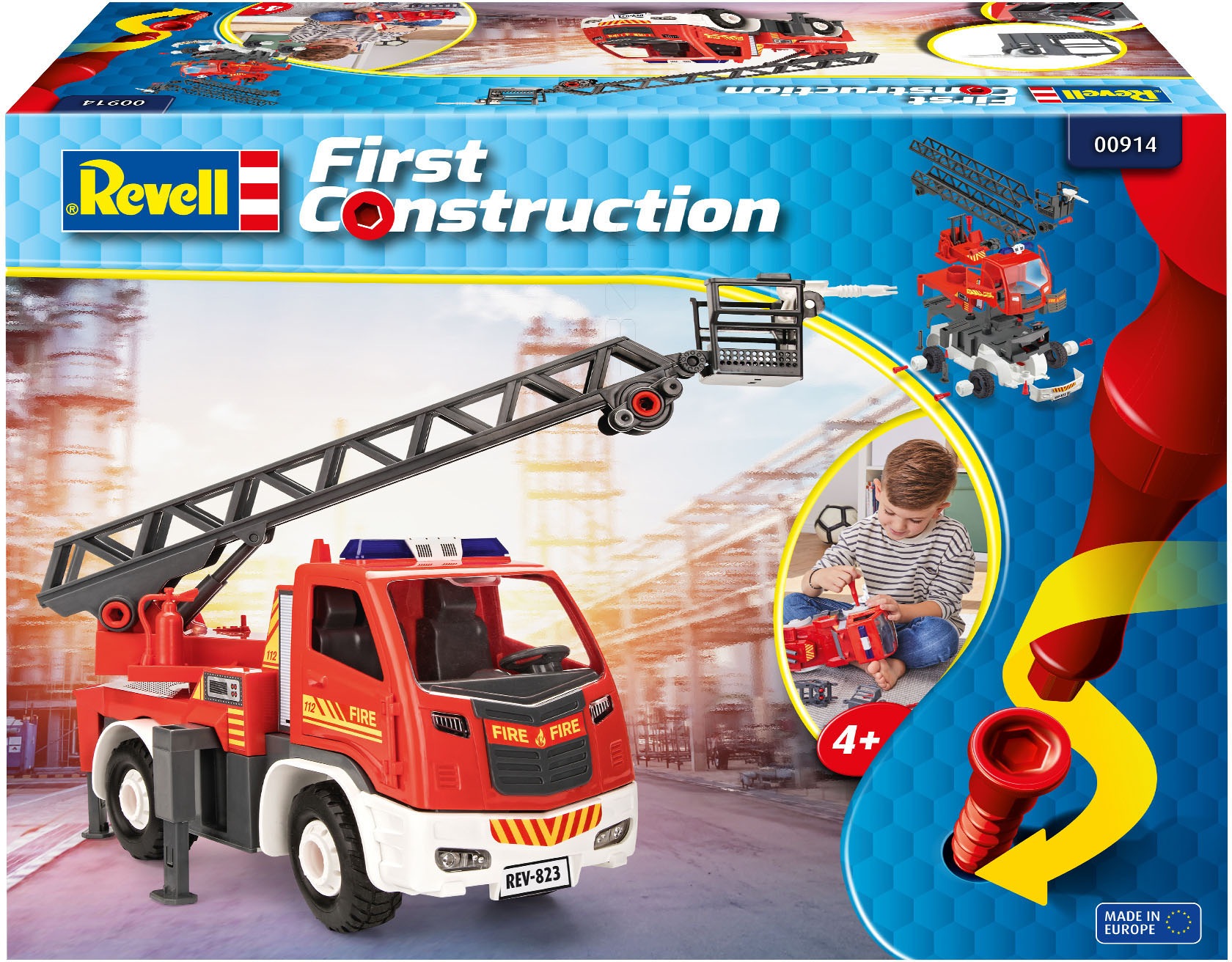 Revell® Modellbausatz »Revell First Construction, Feuerwehr-Leiterwagen«, 1:20, Made in Europe