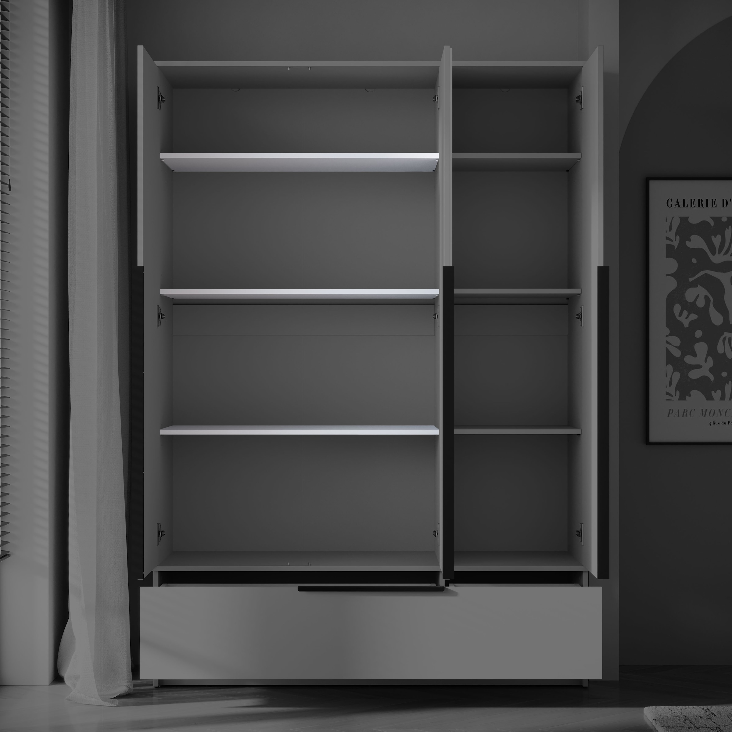 Home affaire Kleiderschrank »Spirit Kleiderschrank mit Spiegel, Schublade und 2 Kleiderstangen« Mit schwarzen Metallgriffen – viel Stauraum und flexible Aufteilung