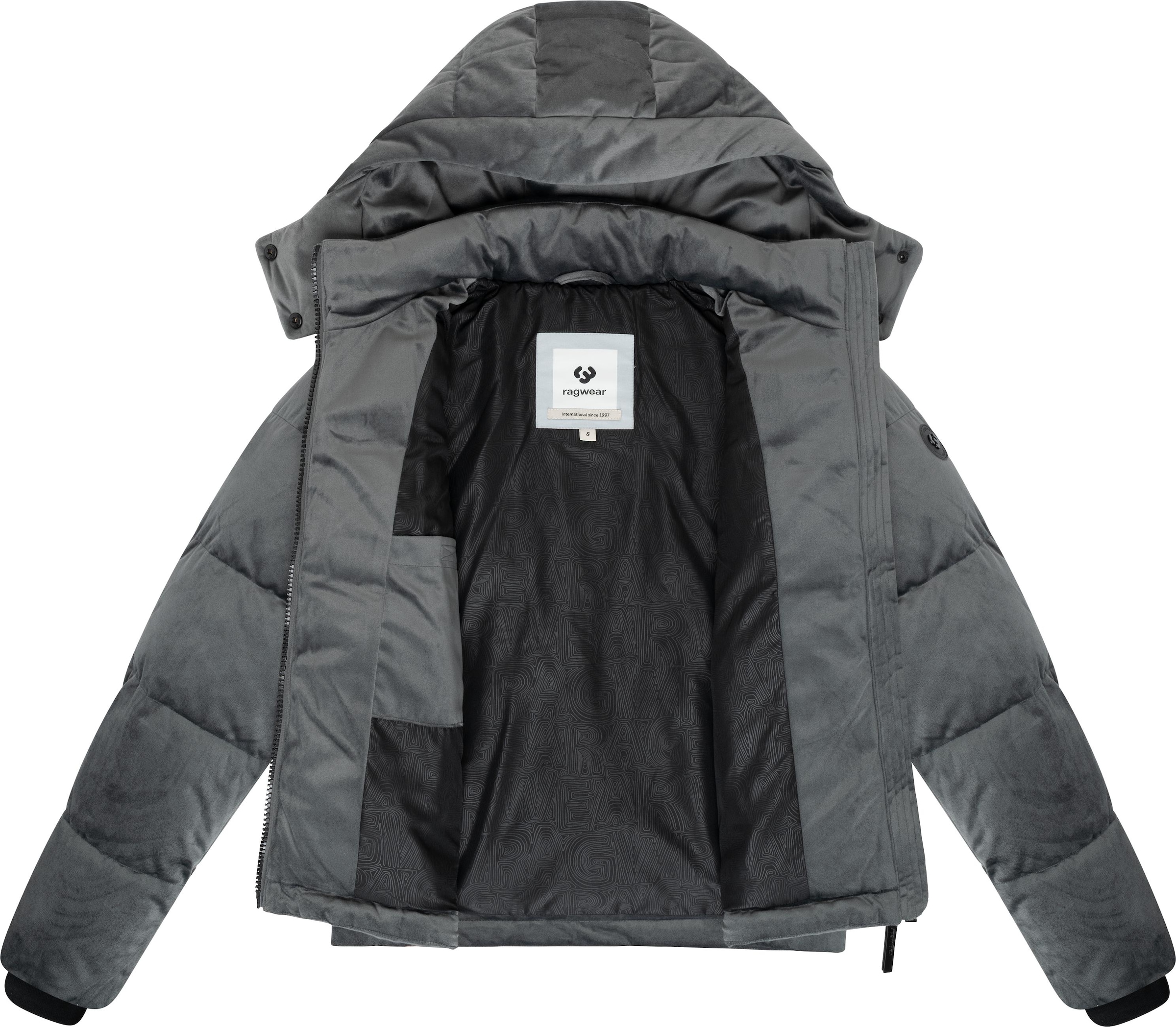 Ragwear Steppjacke »Roobie Velvet YOUMODO«, mit Kapuze, Gesteppte Winterjacke in Samtoptik mit Kapuze