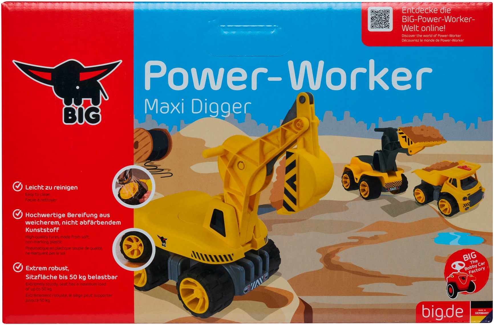 BIG Spielzeug-Bagger »BIG Power Worker Maxi Digger«, Aufsitz-Bagger, Made in Germany