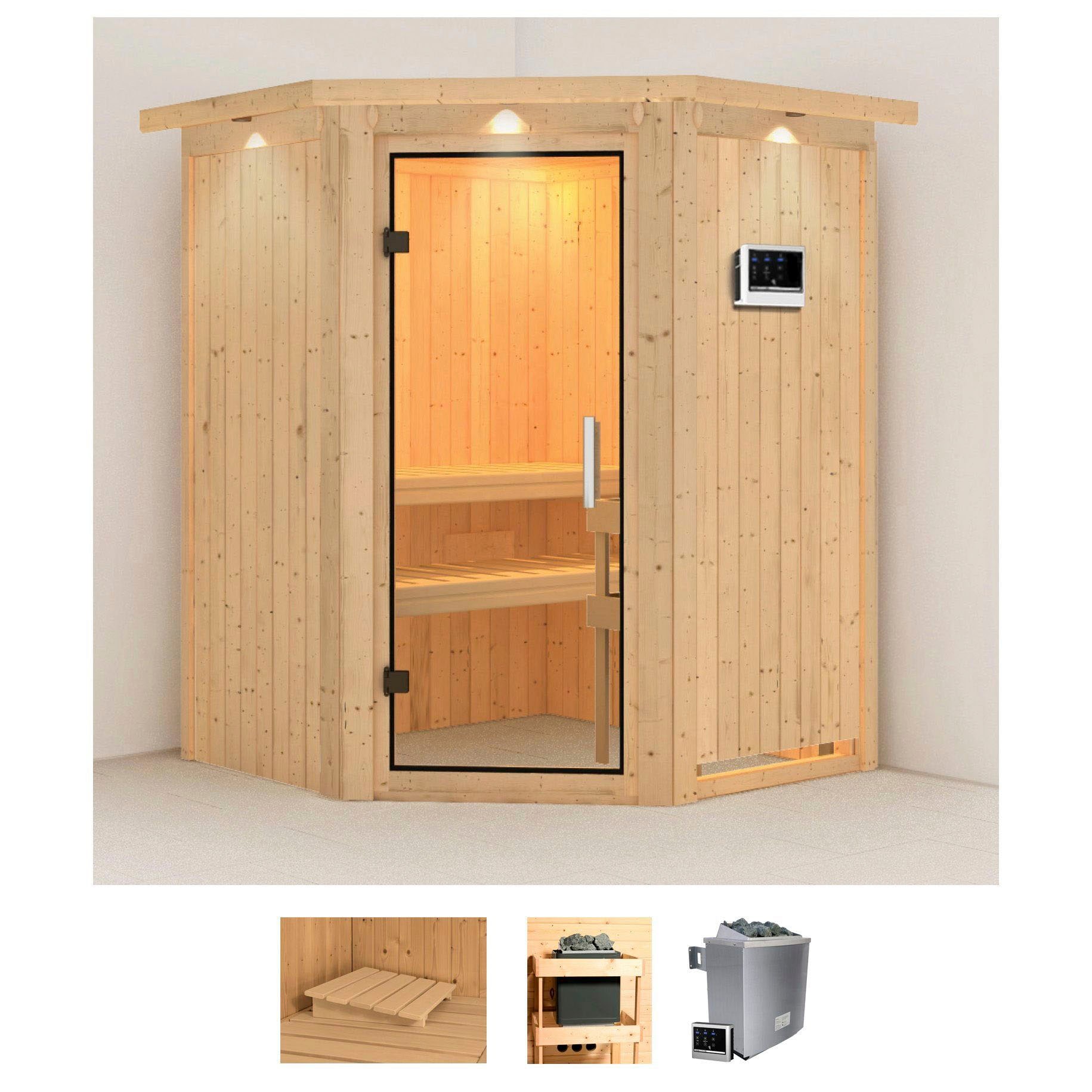 KARIBU Sauna "Larin", Saunaofen, externe Steuerung, 9 kW, beige, Saunen, Ofen 9 KW externe Strg easy