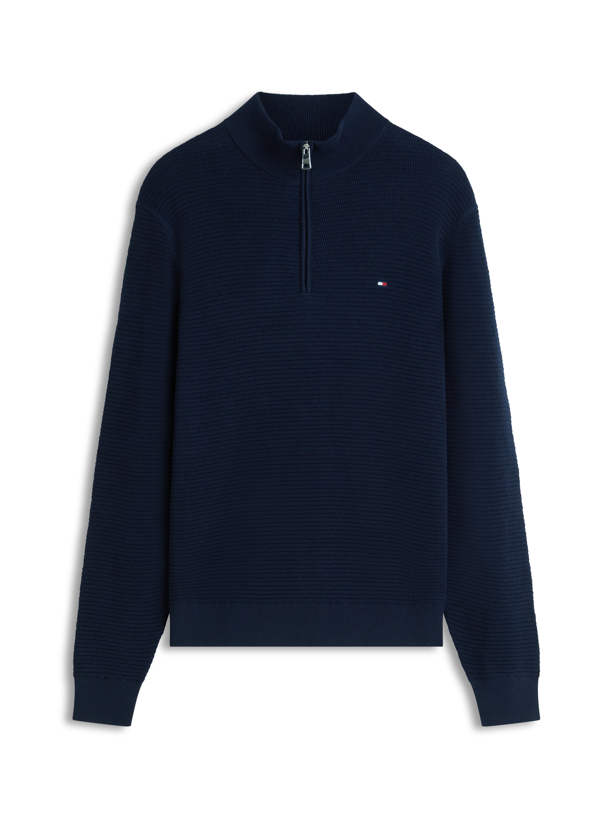 Strickpullover TOMMY HILFIGER "SEASONAL STRUCTURE ZIP MOCK", Herren, Gr. XXL, desert sky, Strick, Obermaterial: 100% Baumwolle, unifarben, regular fit normal, Rundhals, eingesetzt Rippbündchen, Pullover Strickpullover, Regular fit mit Troyerkragen 3