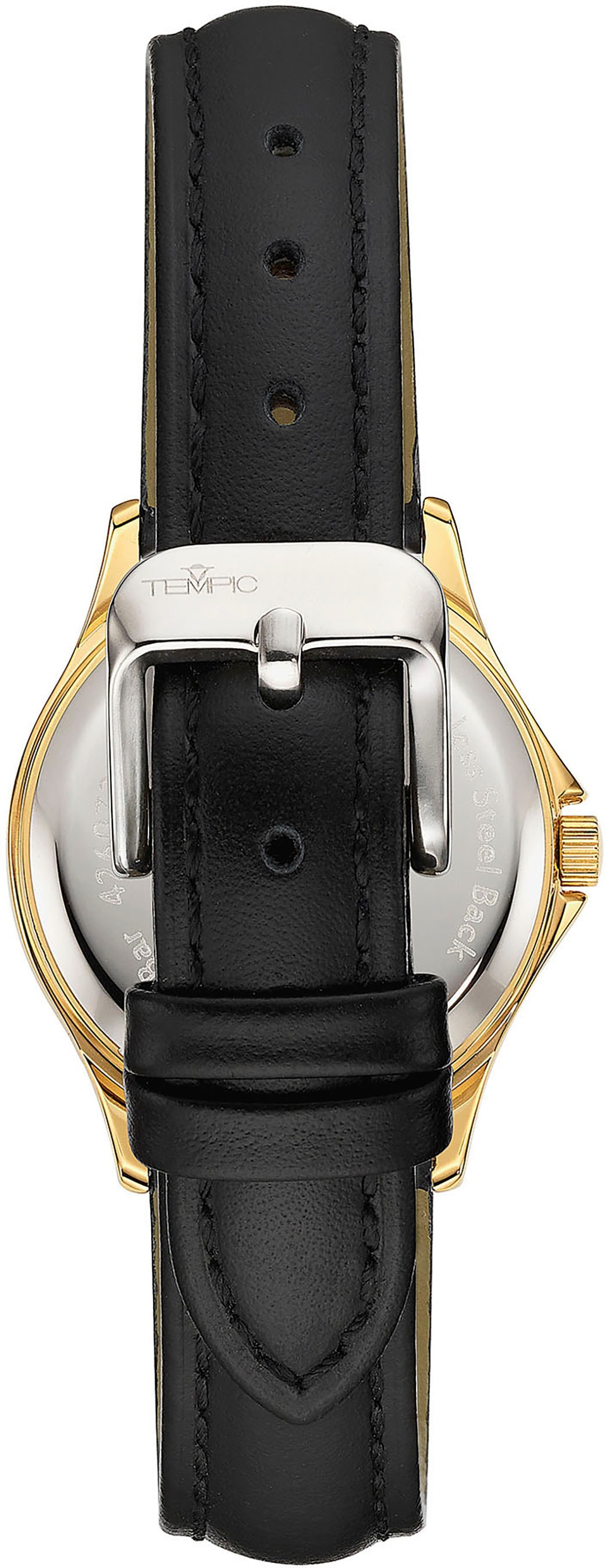 Tempic Quarzuhr, Armbanduhr, Damenuhr, analog, Lederarmband, Leuchtzeiger