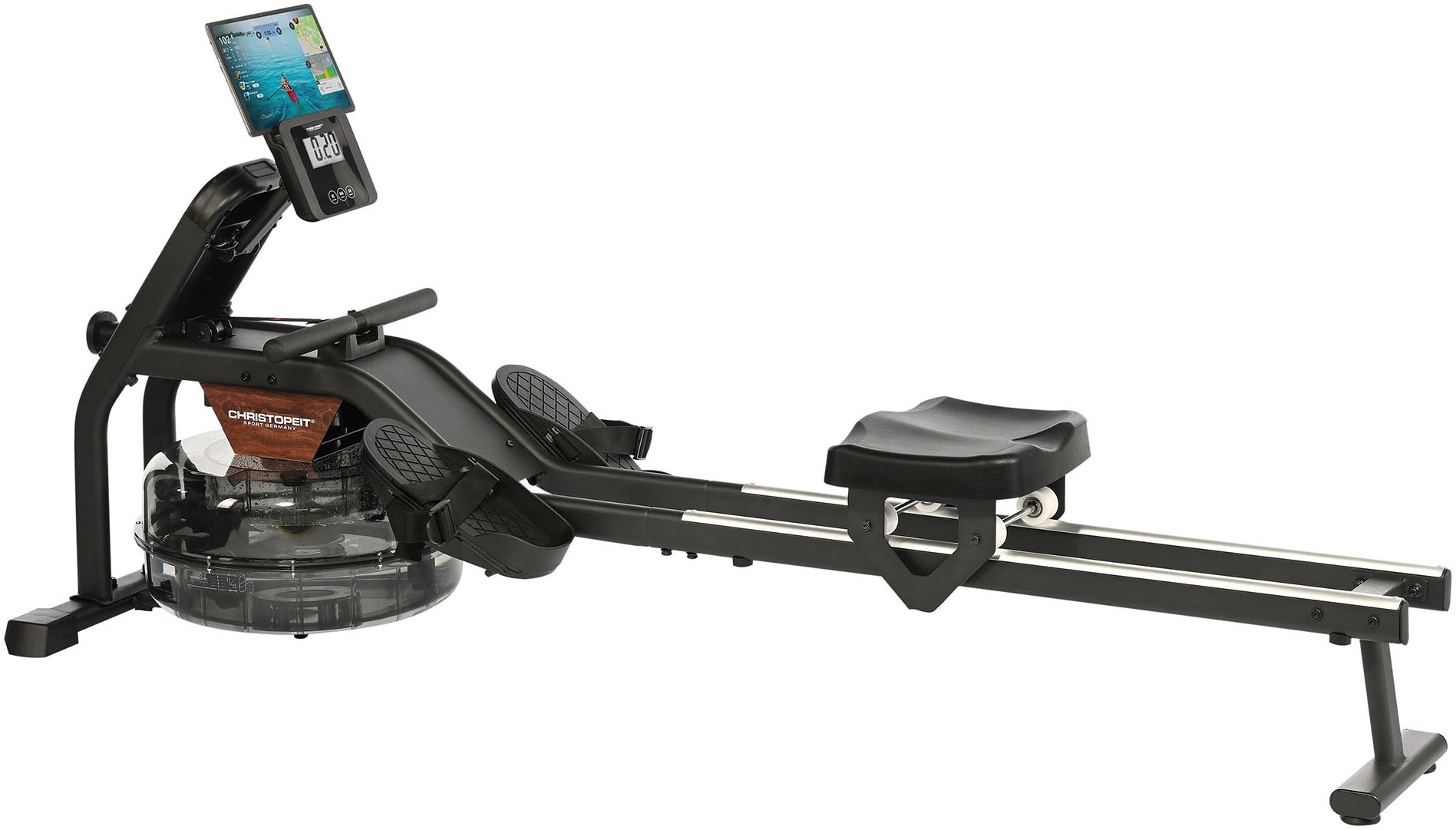 Rudergerät "Wasserrudergerät Garda", ohne Unterlegmatte, schwarz, CHRISTOPEIT SPORT, Rudergeräte, Rudermaschine