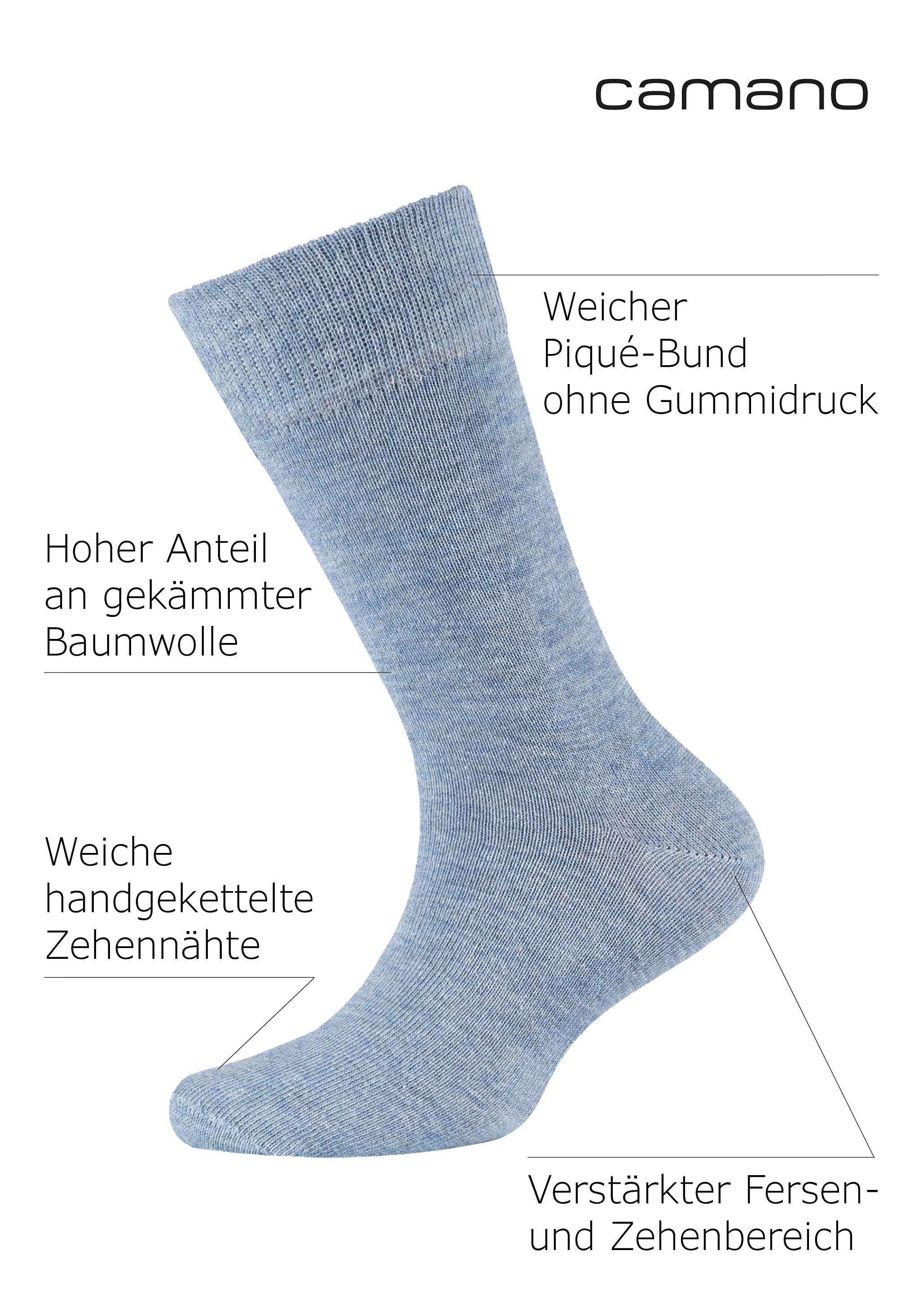 Camano Socken "ca-soft" 6 Paar, 6 Stk. tlg. mit Komfortbund und gepolsterte günstig online kaufen