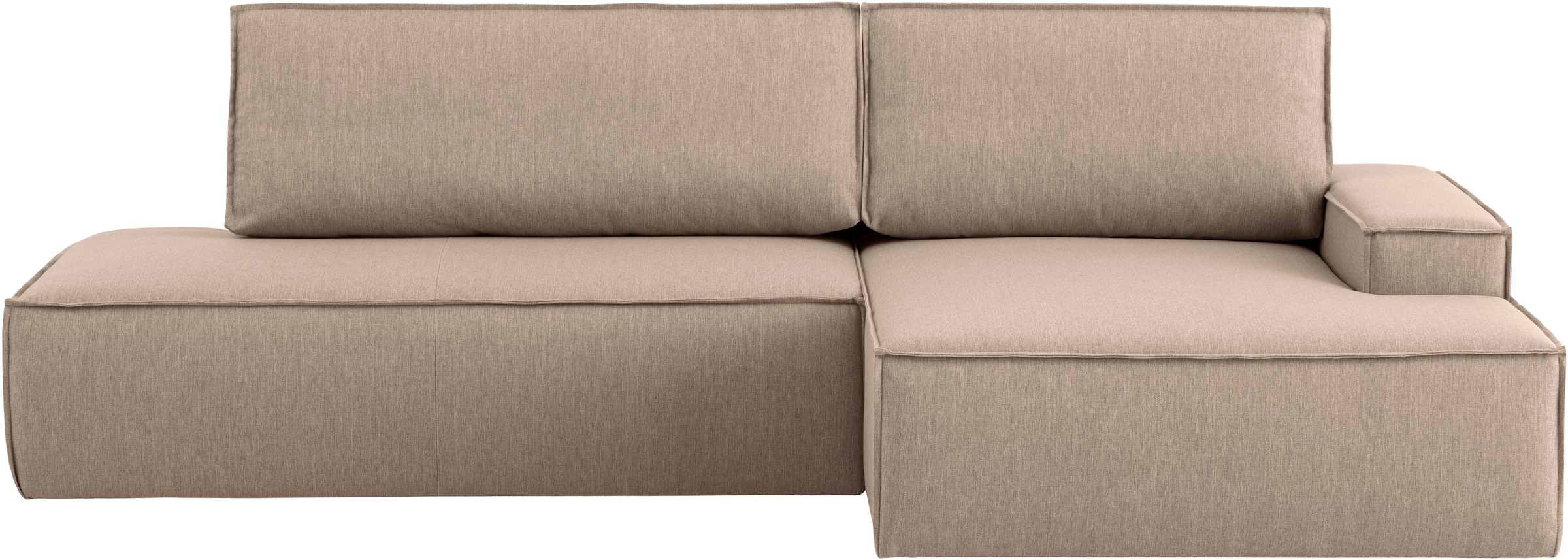Home affaire Ecksofa »SHERWOOD, Schlafsofa in L-Form offen (275cm), Cord, Leinenoptik«, Schlaffunktion und Bettkasten, Kedernaht, hoher Sitz- & Liegekomfort