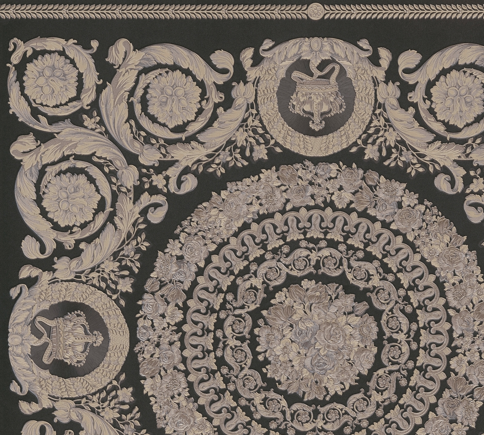 Versace Vliestapete »Versace 6 Heritage –« 3D-Optik | Barock | Motiv geprägt Opulentes Medaillon-Design mit Glanz & fein strukturierter Oberfläche