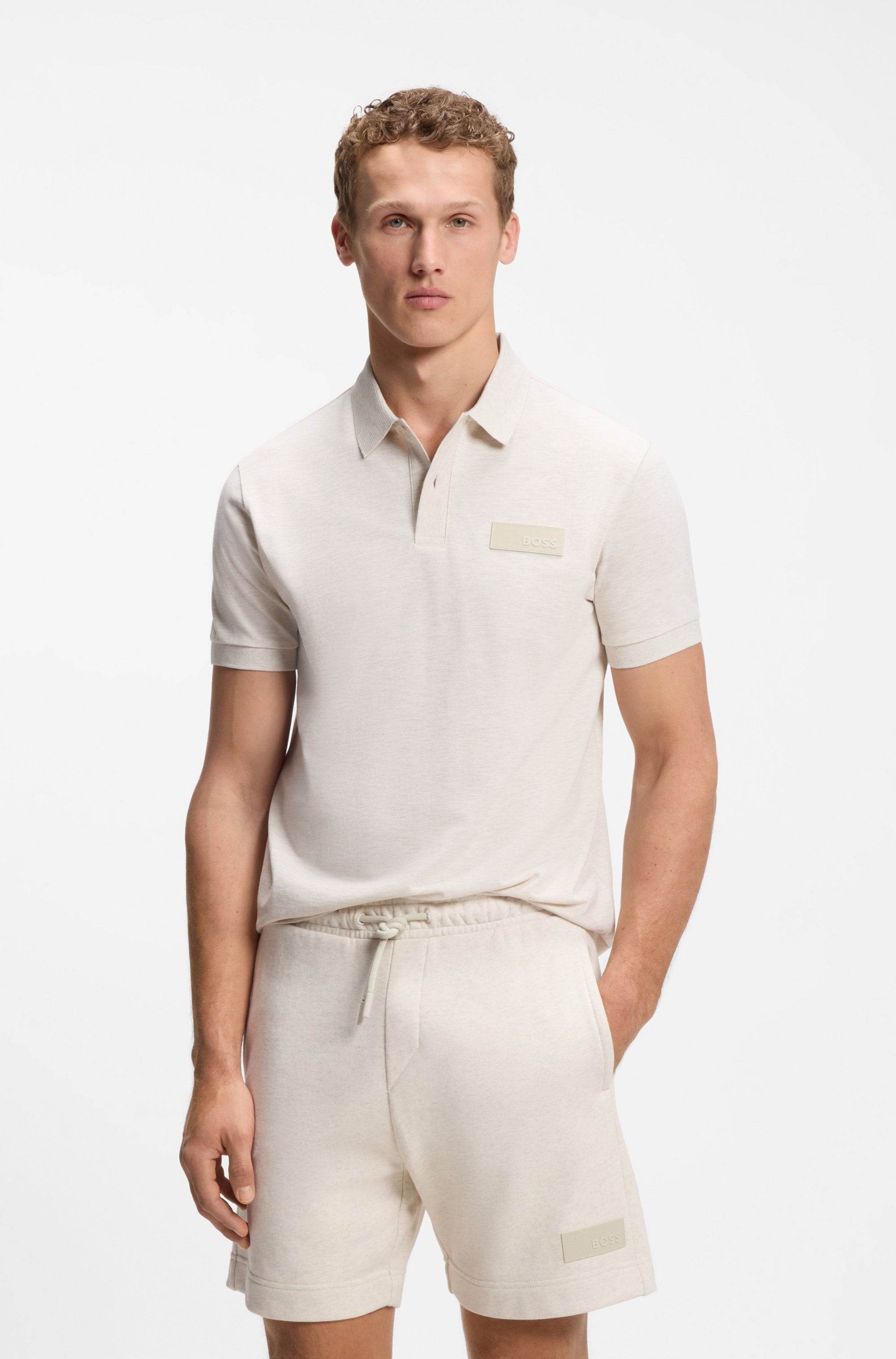 BOSS GREEN Poloshirt "Paddy Logo Patch Regular Fit" atmungsaktive Piqué-Webstruktur, Flachstrickkragen, gerader Schnitt