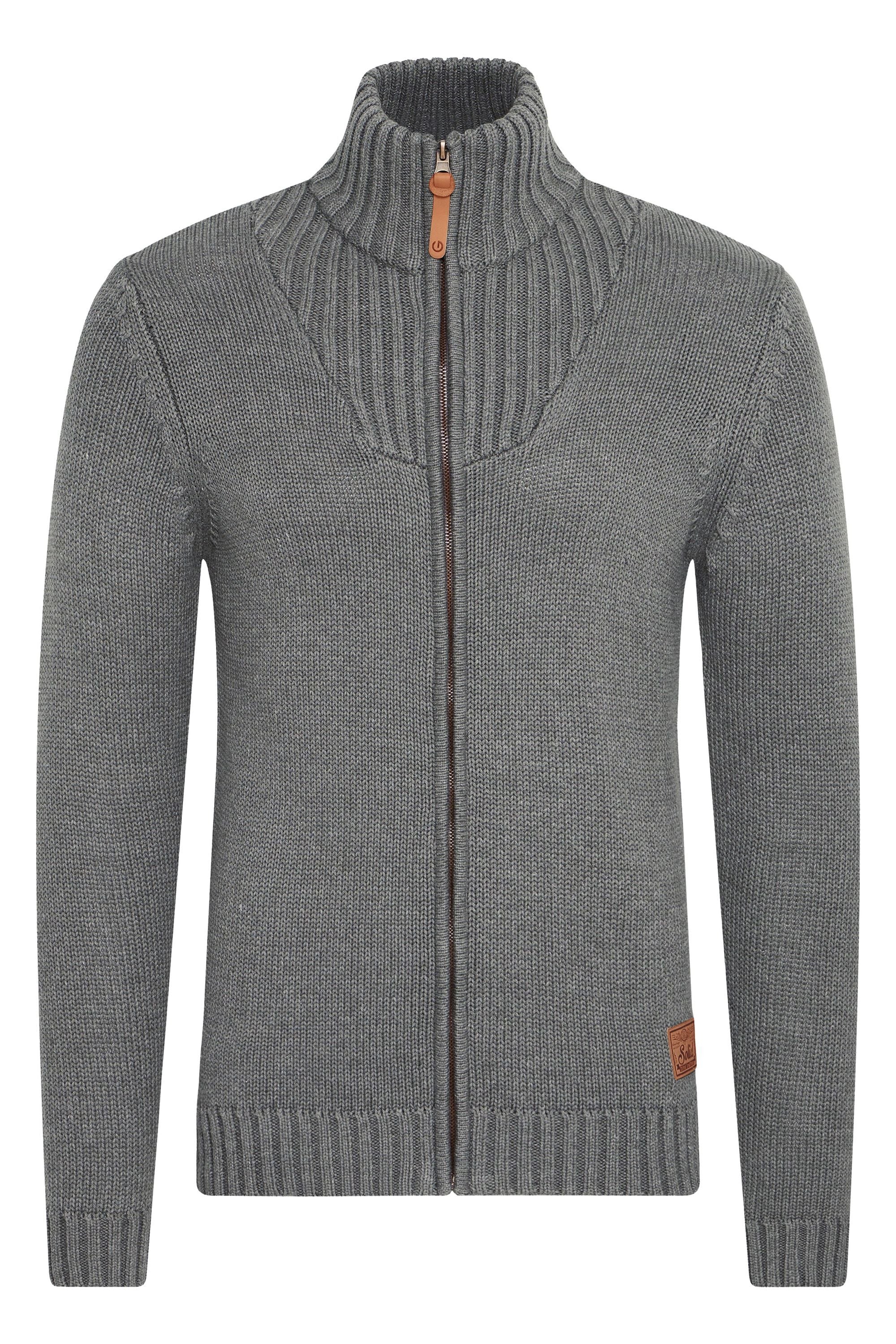 SOLID Herren Strickjacke "Strickjacke SDPoul", grau, Gr. XXL, Obermaterial: 50% Baumwolle CO. 50% Polyacryl PAN., Strickjacken