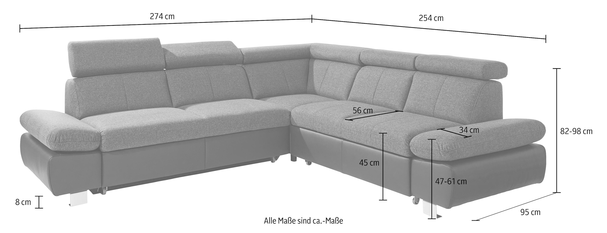 exxpo - sofa fashion Ecksofa, Bettfunktion bestellen mit inklusive Armteilverstellung, wahlweise BAUR | Kopfteil- und