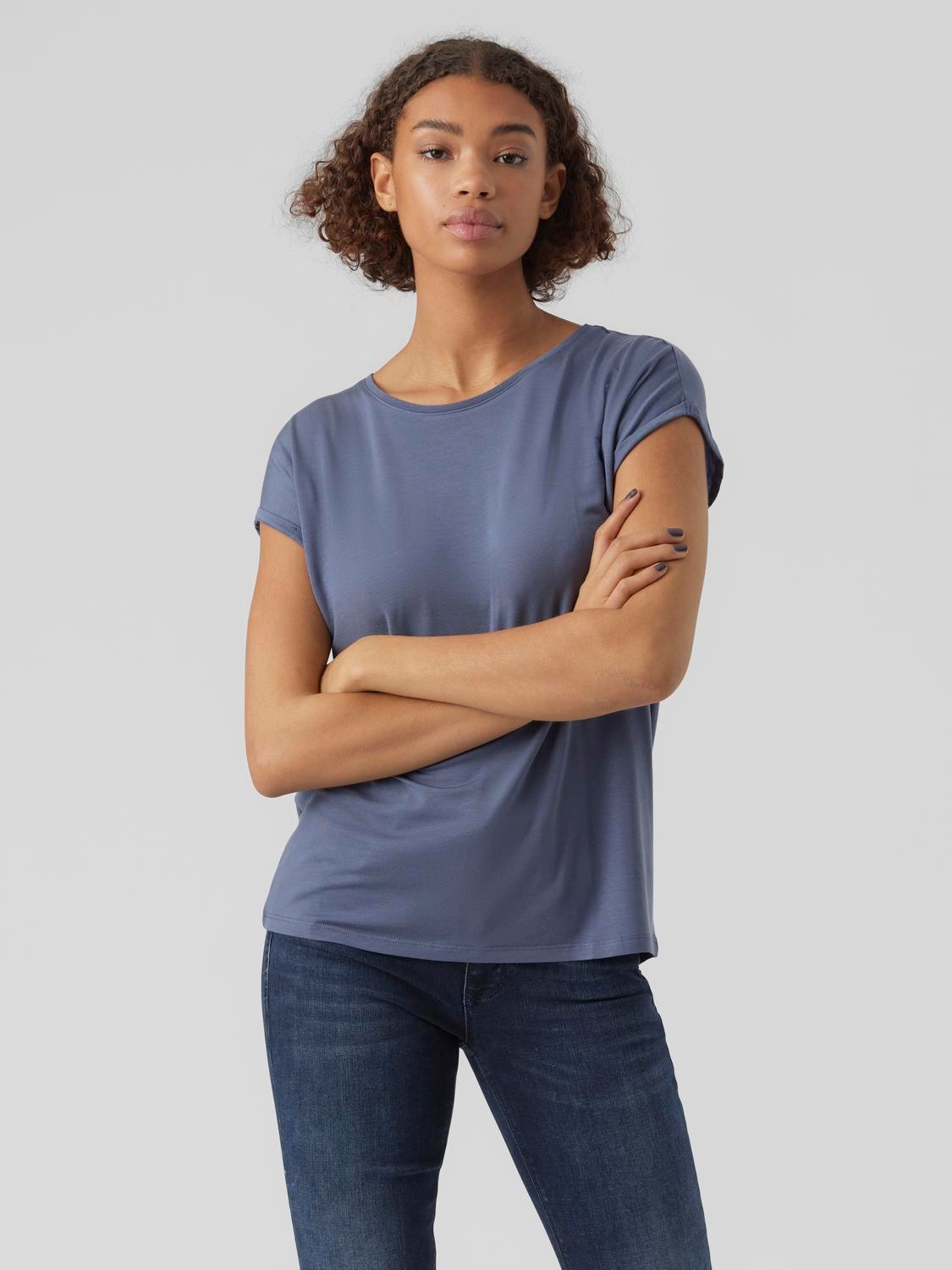 Vero Moda Rundhalsshirt "VMAVA PLAIN SS TOP GAJRS NOOS" Materialmix, regula günstig online kaufen