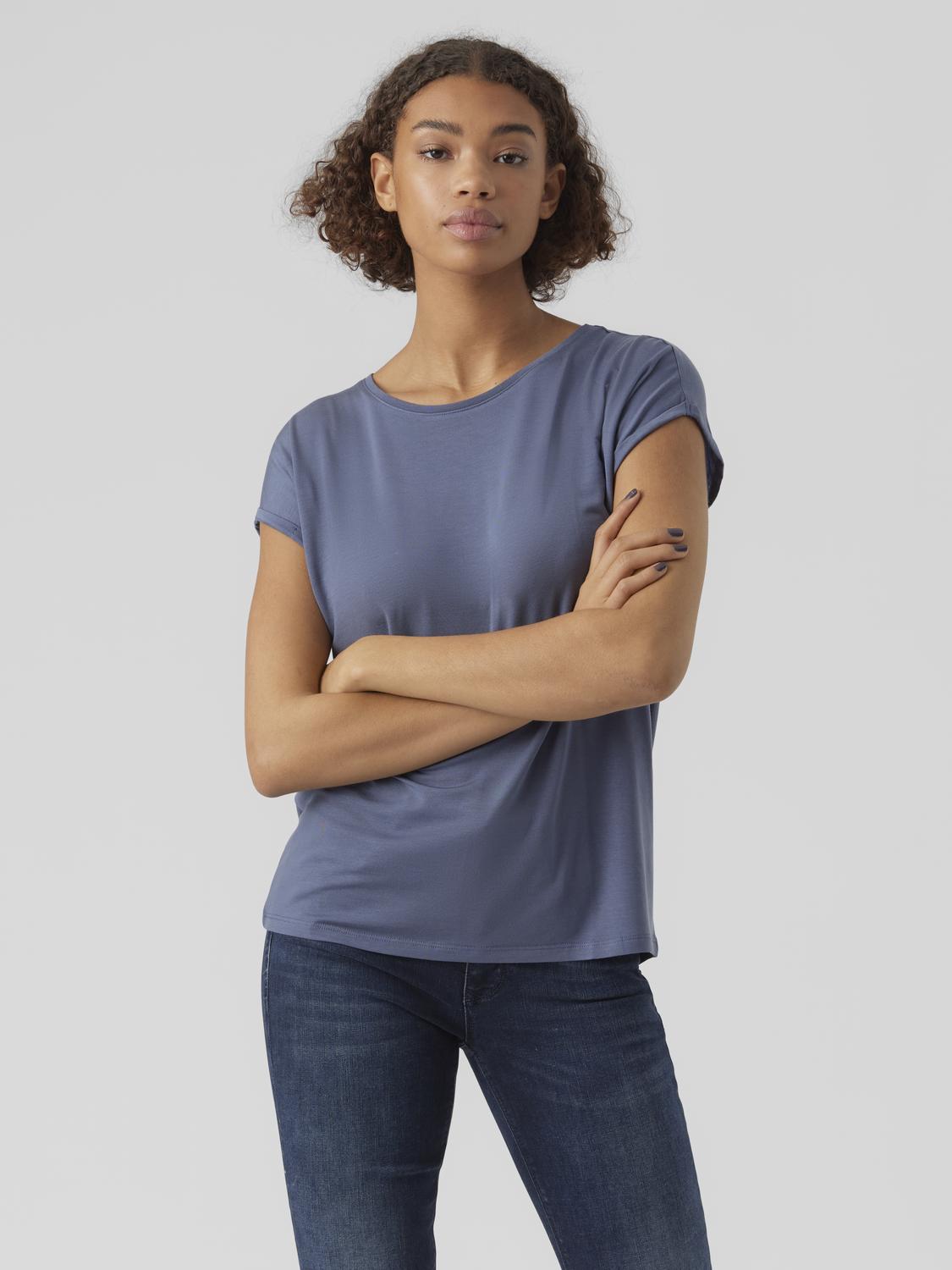 Vero Moda T-Shirt "VMAVA PLAIN SS TOP JRS NOOS" Materialmix, regular fit