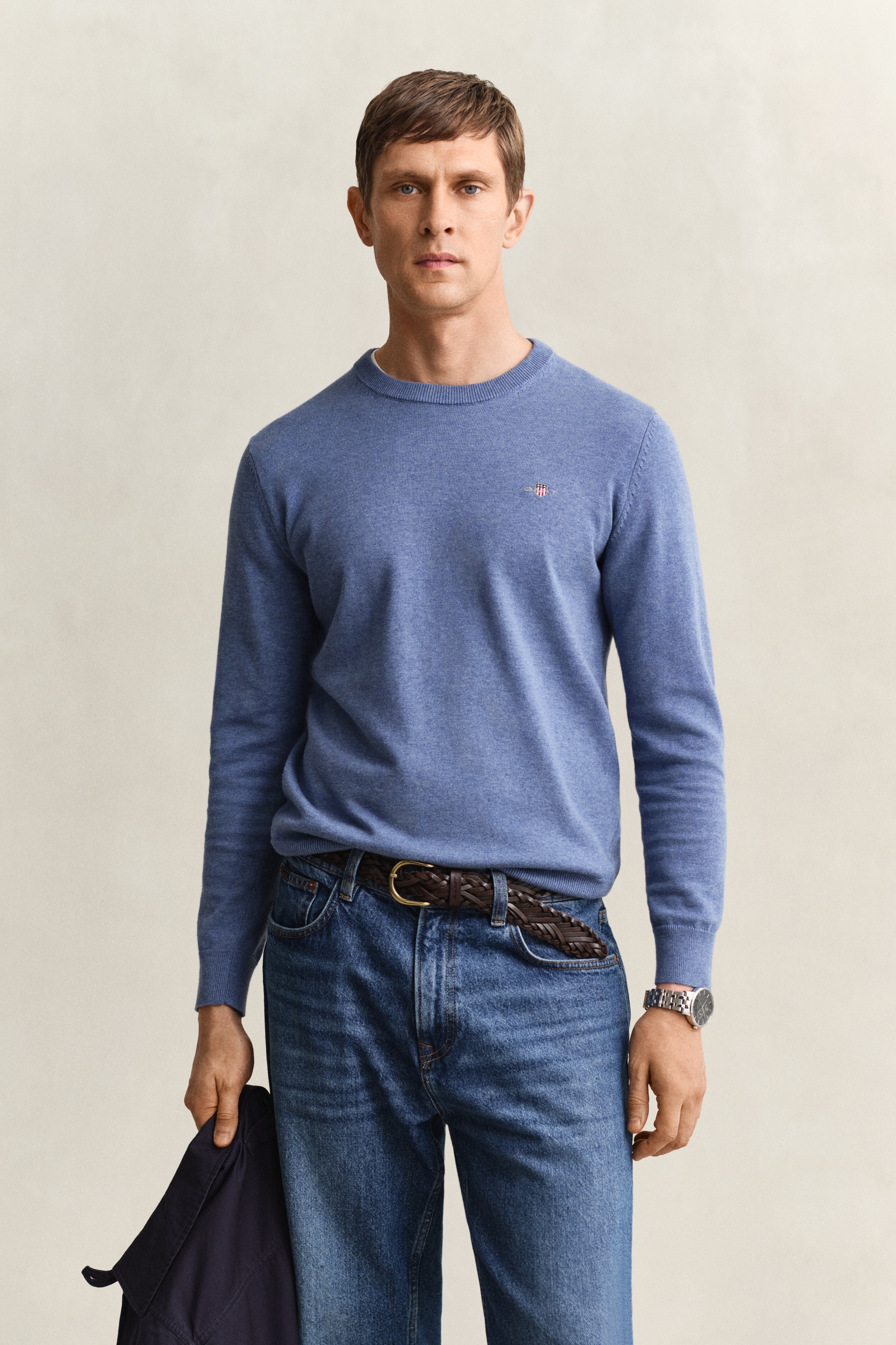 Gant Rundhalspullover "CLASSIC COTTON C-NECK" Premium Strickpullver aus wei günstig online kaufen