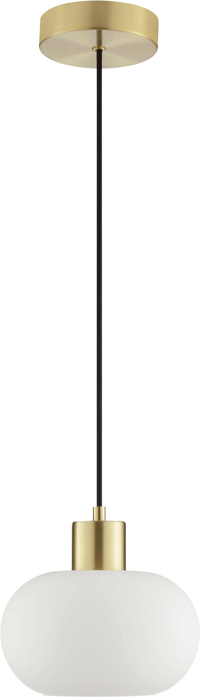 Brilliant Pendelleuchte »Fanny« E27 1 Stk. Ø 22 cm, Höhe 120 cm, E27 Fassung, Glas weiß, Metall messing gebürstet