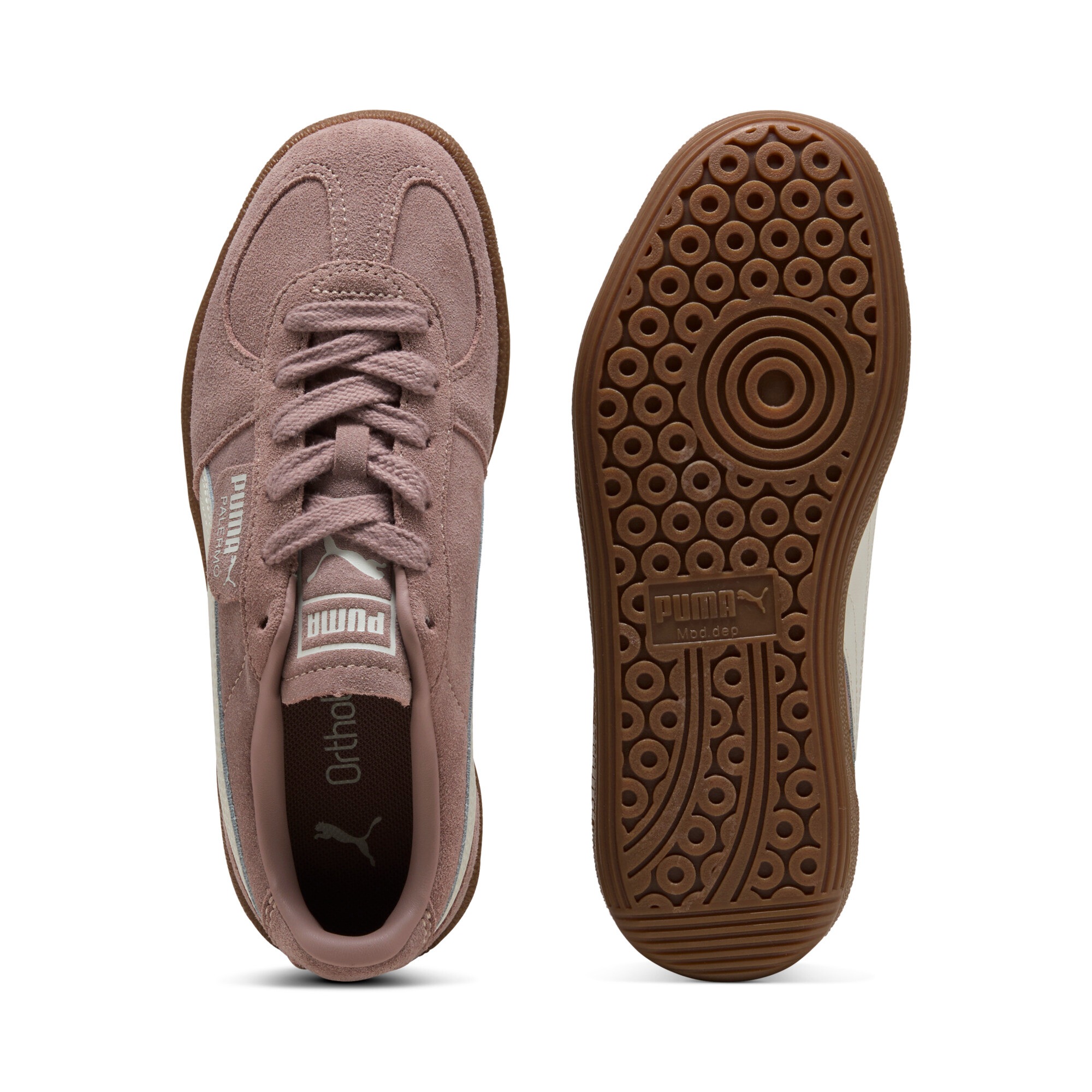 Sneaker PUMA "PALERMO JR", Jungen, Gr. 39, sandstone, vapor gray, Leder, unifarben, Schuhe Sneaker, niedrige Schuhhöhe, mit Schnürung, nicht herausnehmbare Innensohle 3