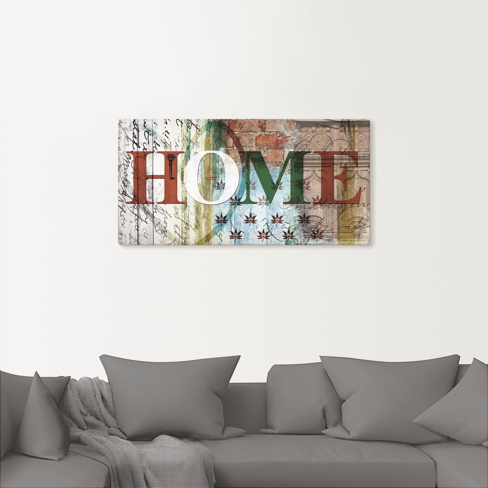 Artland Leinwandbild »Buntes zu Hause in taktvollen Farben«, Sprüche & Texte, (1 St.), auf Keilrahmen gespannt
