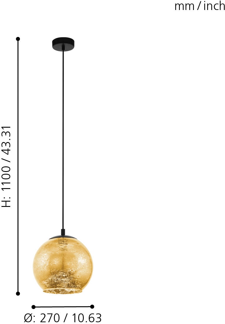 EGLO Pendelleuchte »ALBARACCIN«, 1 flammig, Leuchtmittel E27 | ohne Leuchtmittel, schwarz / Ø27 x H110 cm / Pendellampe - Esstischlampe / Wohnzimmer