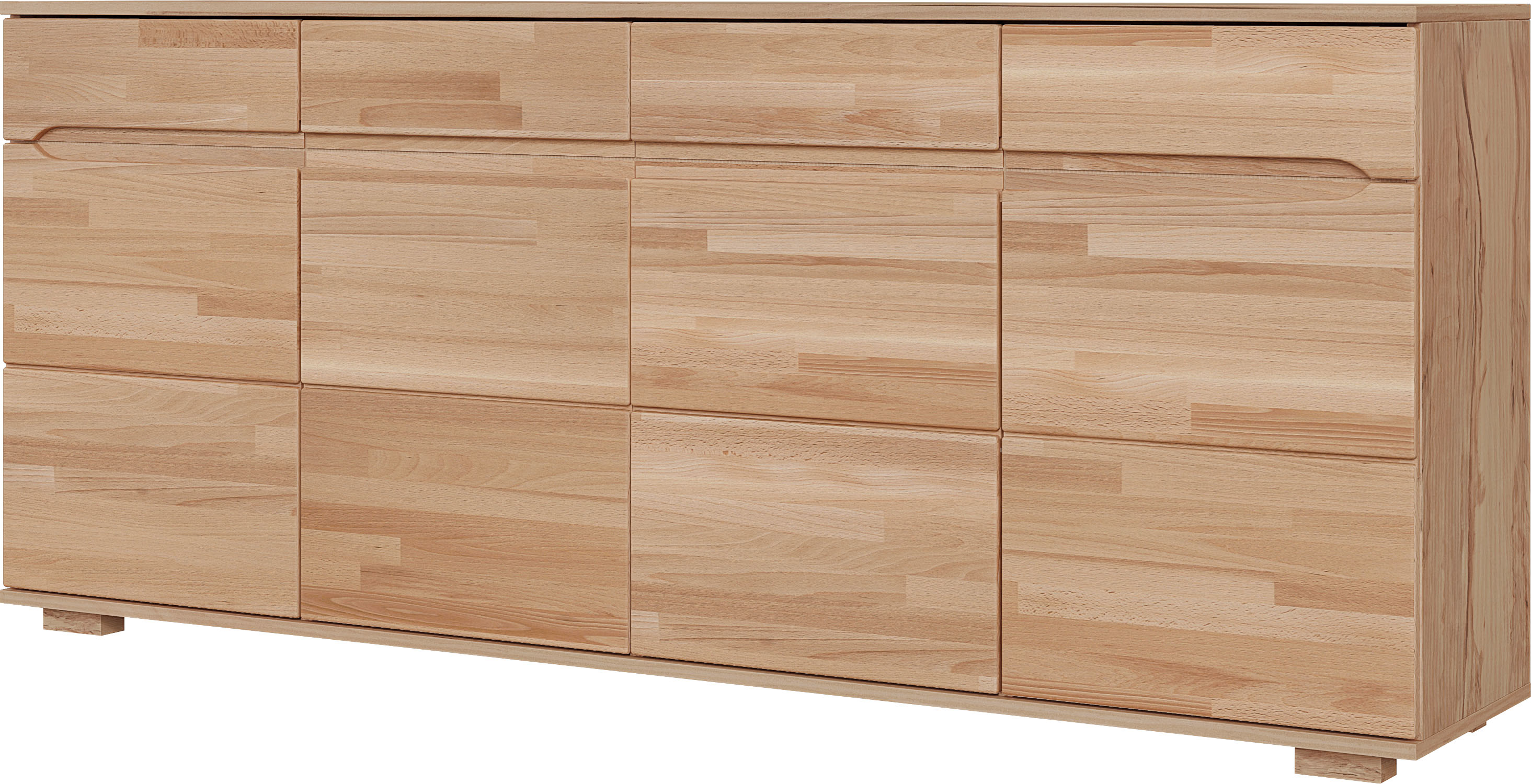 OTTO home Sideboard "VETRO Teilmassiv, Fronten Massivholz, Wohnzimmer, Stauraum,Griffmulde" B/T/H:199/40/85cm, 4Schubladen, 8 geschlossen Fächer, Stauraum