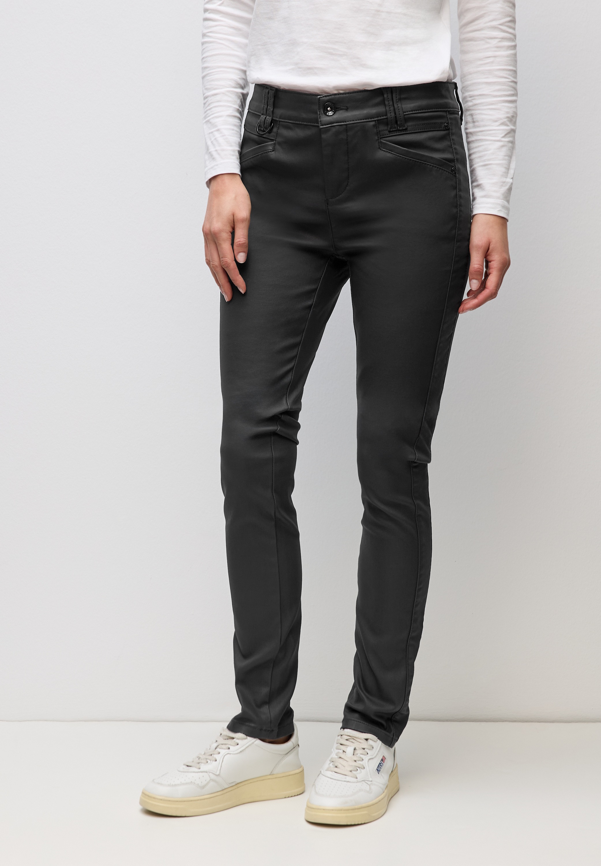 STREET ONE Damen Stoffhoseschwarz, Gr. 32, unifarben, Stoff, 79% Viskose, 18% Nylon, 3% Elasthan, Hosen