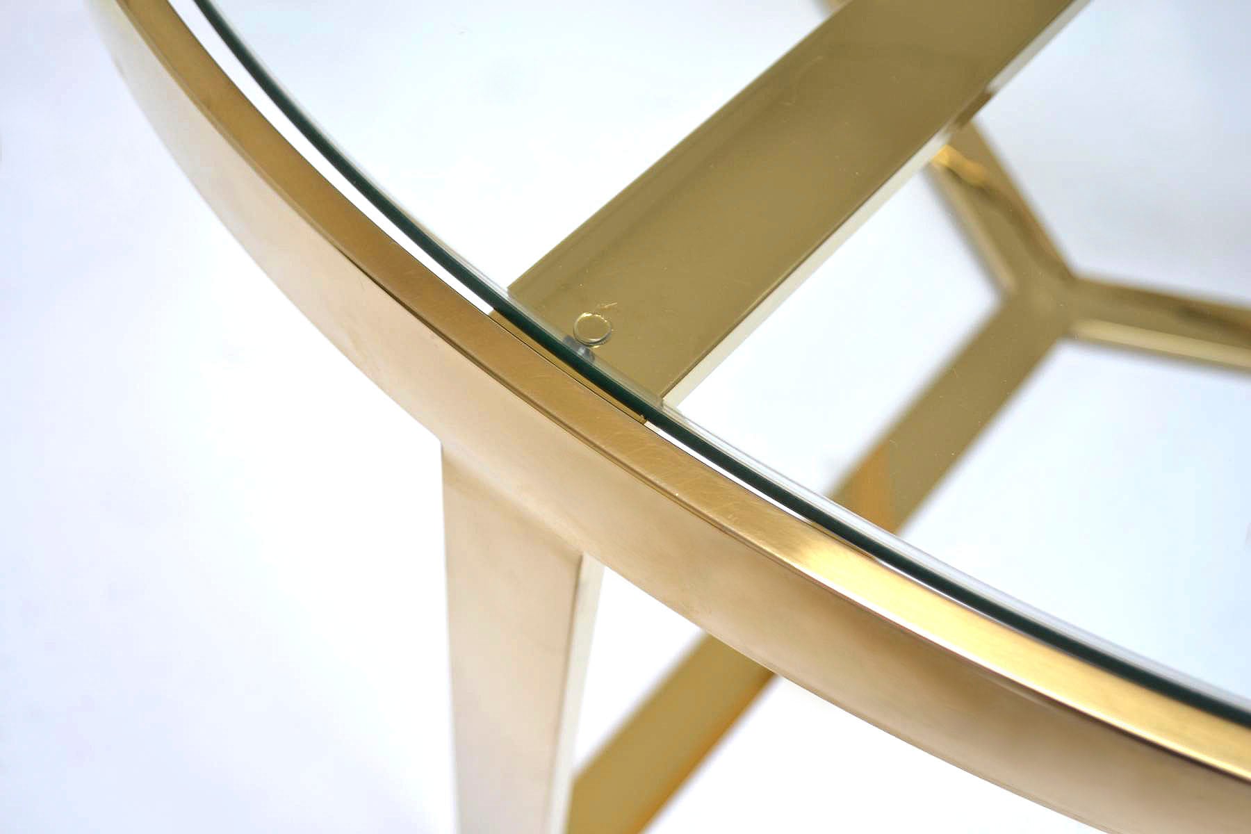 Leonique Couchtisch »Palmer«, Runder Couchtisch, gold, Chrom, Glasplatte, Gestell, 90x90x40