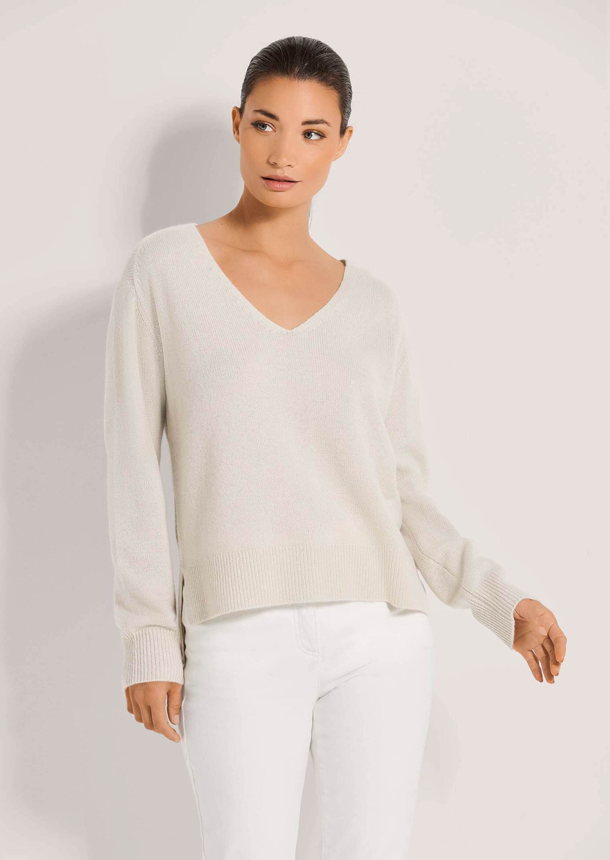 MADELEINE Longpullover »Pullover Kaschmir-Pullover mit V-Ausschnitt«