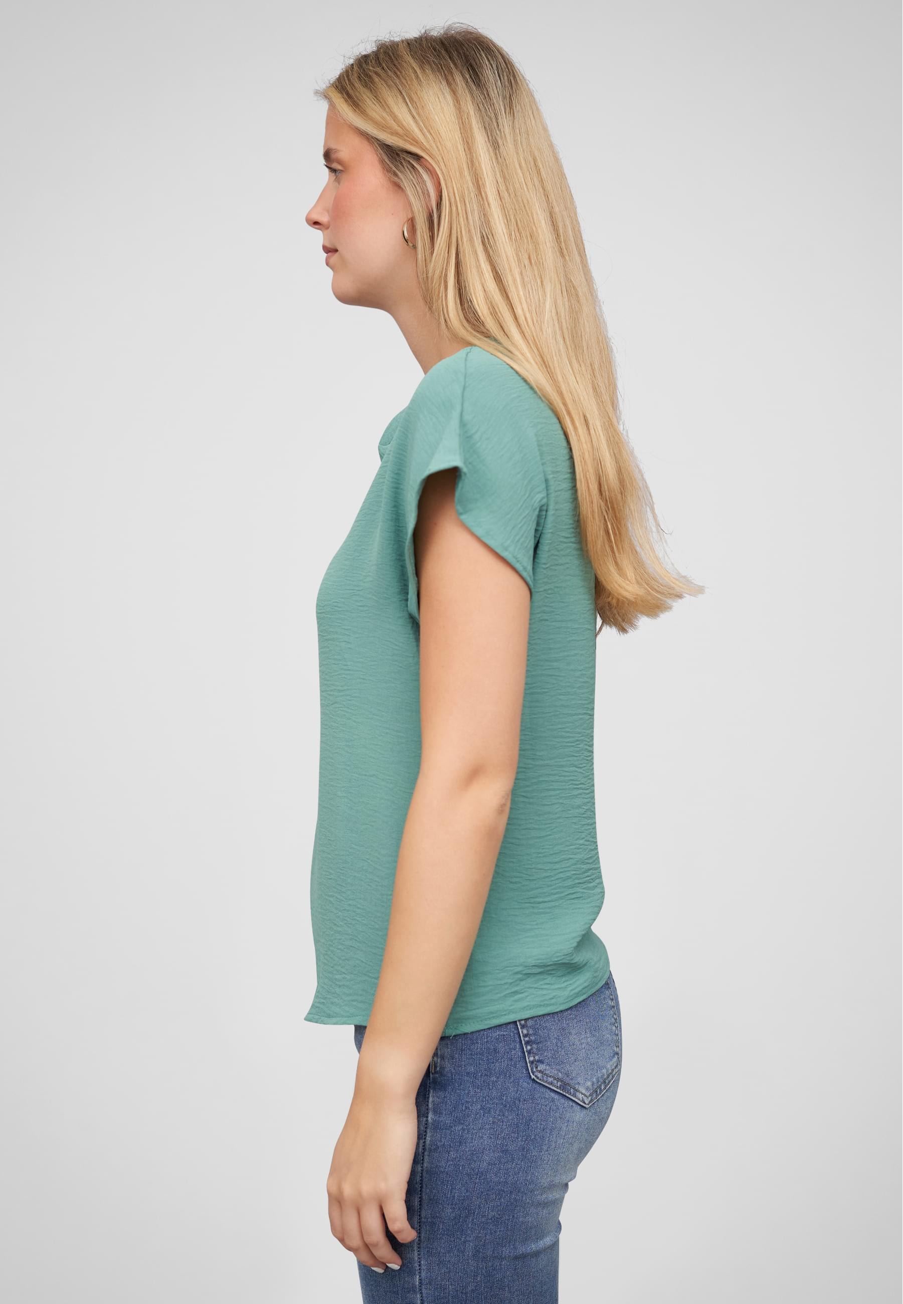 CLOUD 5IVE Klassische Bluse »CLOUD 5IVE Musselin Bluse mit V-Ausschnitt«