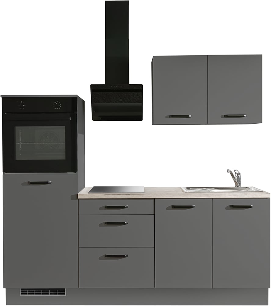 wiho Küchen Küchenzeile "Compact" Breite 210cm, wahlweise mit Geräten (mit Kühlschrank)