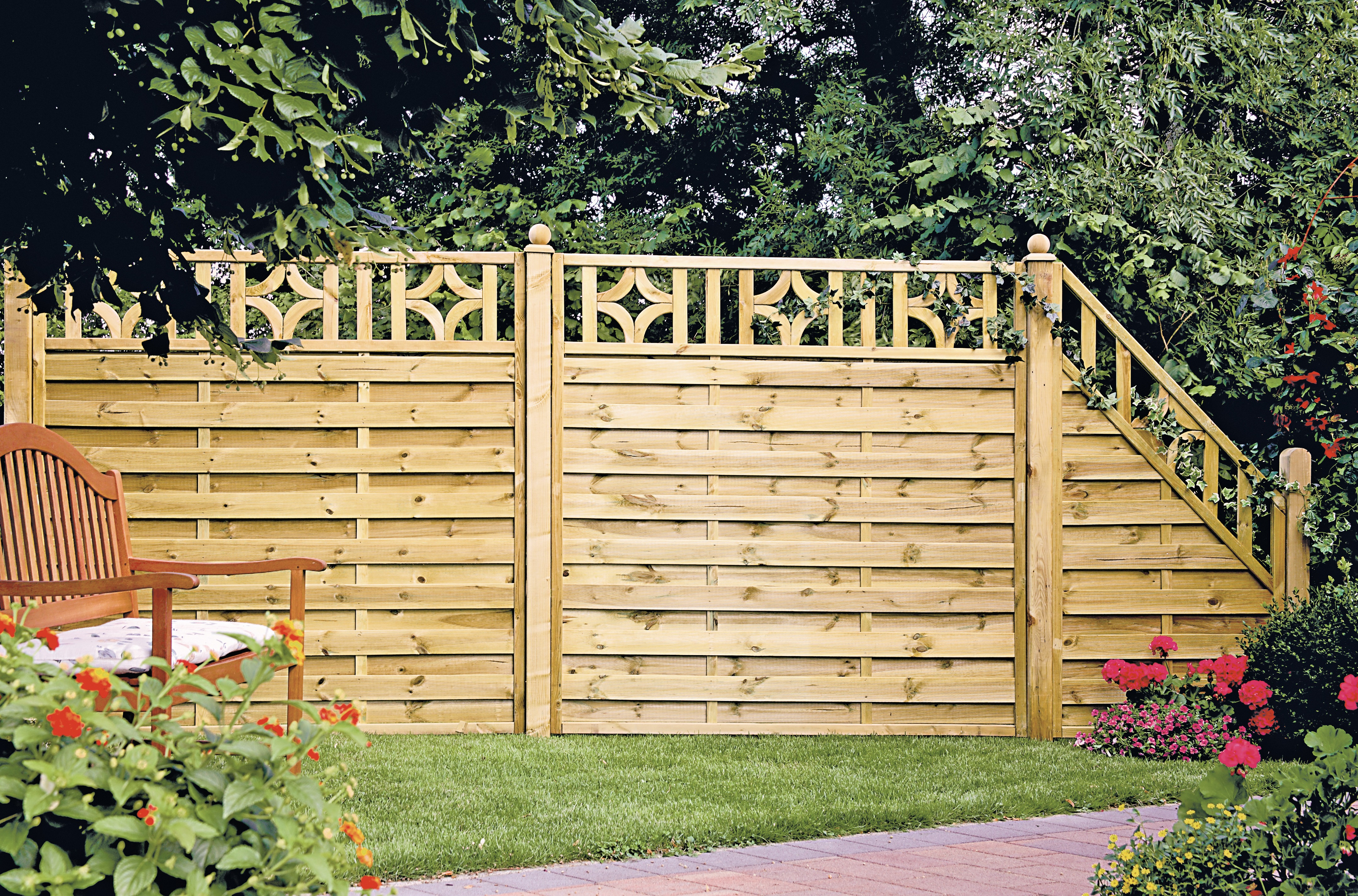 Thumbnail - KONIFERA Sichtschutzelement "ANAHEIM" aufgelockerte Optik in starkem Rahmen, verschiedene Längen