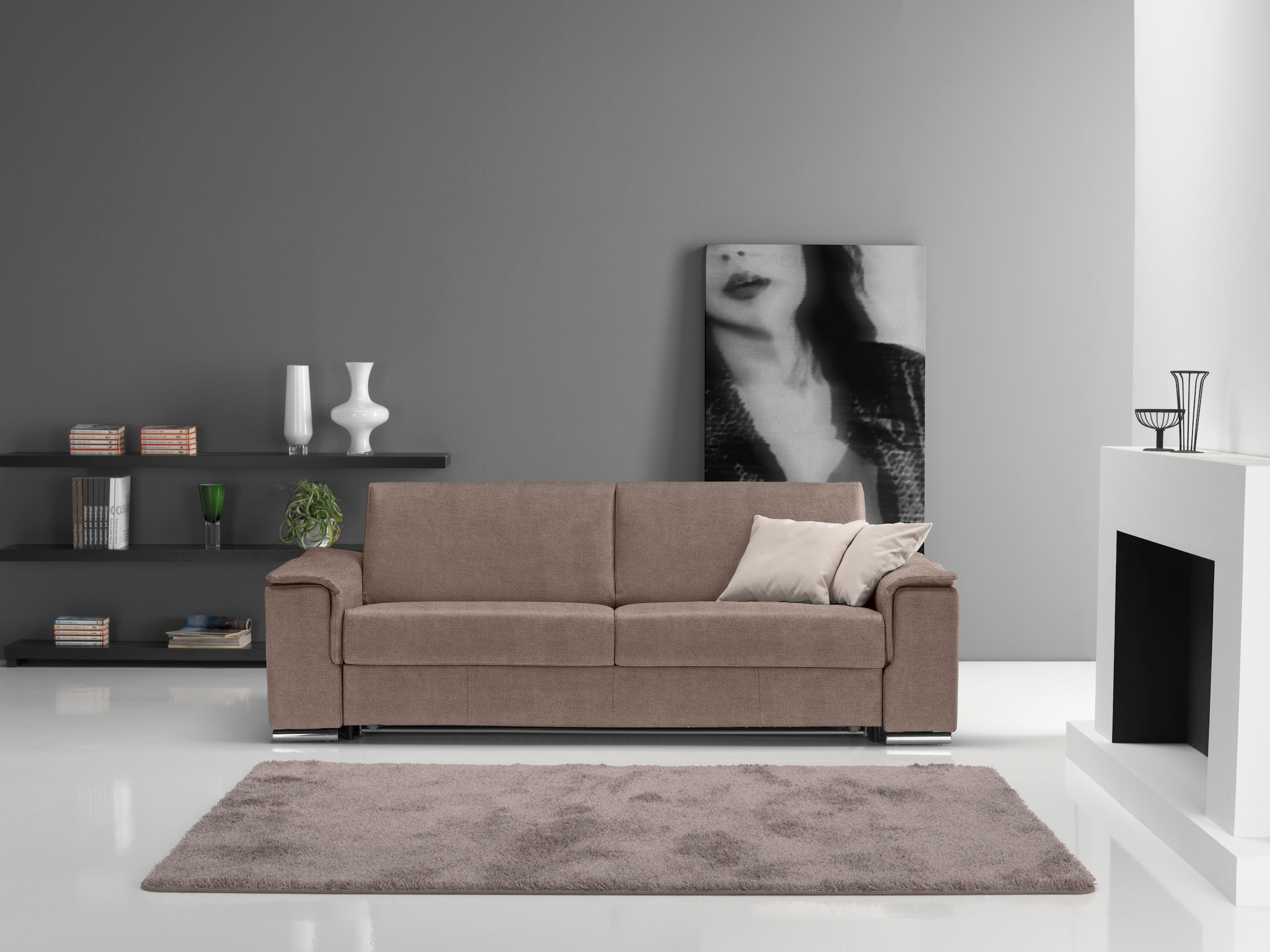 Egoitaliano Schlafsofa "Cecilia, modern & elegant, erstklassiger Sitzkomfort, Dauerschläfer" inkl. Matratze und hochwertigem Metallbettrahmen, toller Schlafkomfort