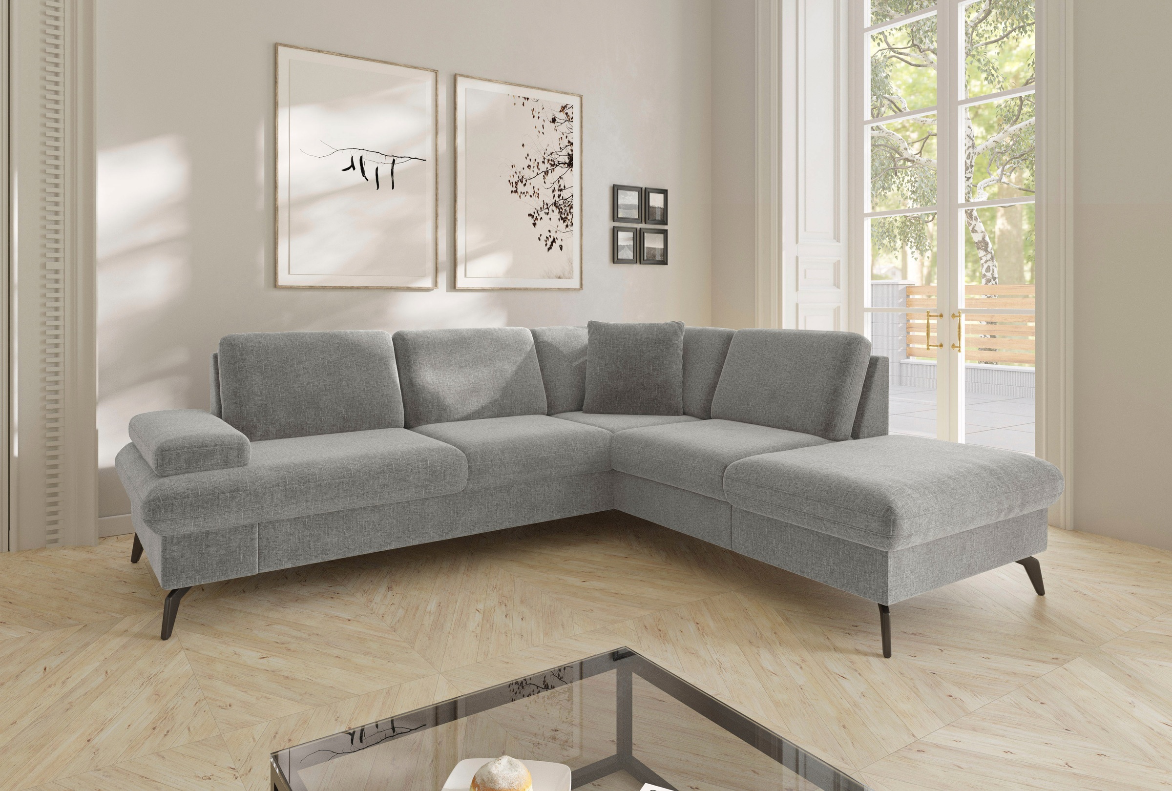 Ecksofa SIT & MORE, B:238cm H:83cm T:202cm, grau, 100% Polyester, Wohnzimmer, Sofas, "Morris Jubi L-Form, B: 238 cm", mit Armteilfunktion & 1