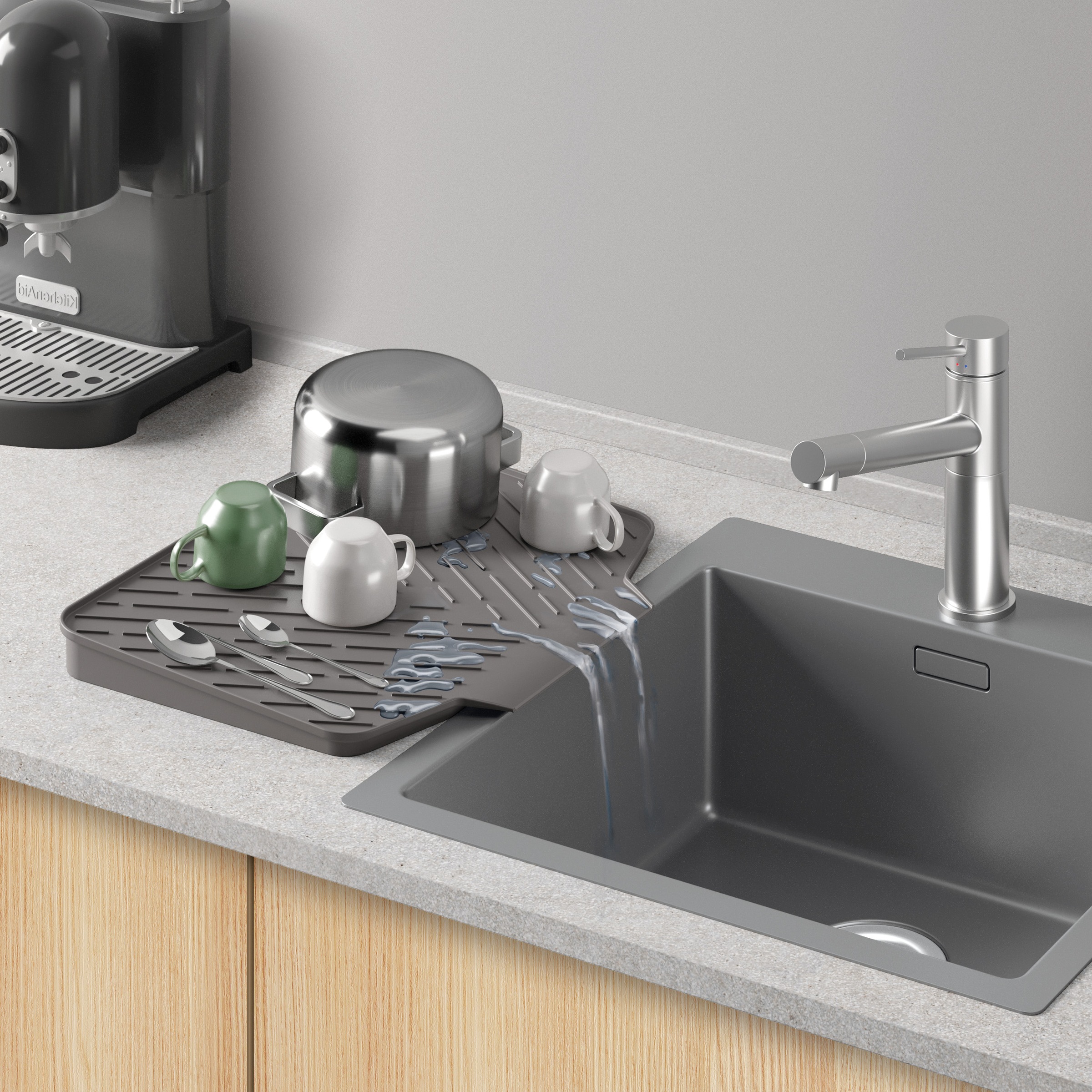 Metaltex Abtropfmatte »Gravity-Duo«, (1 tlg.), beidseitig verwendbare Abtropfmatte
