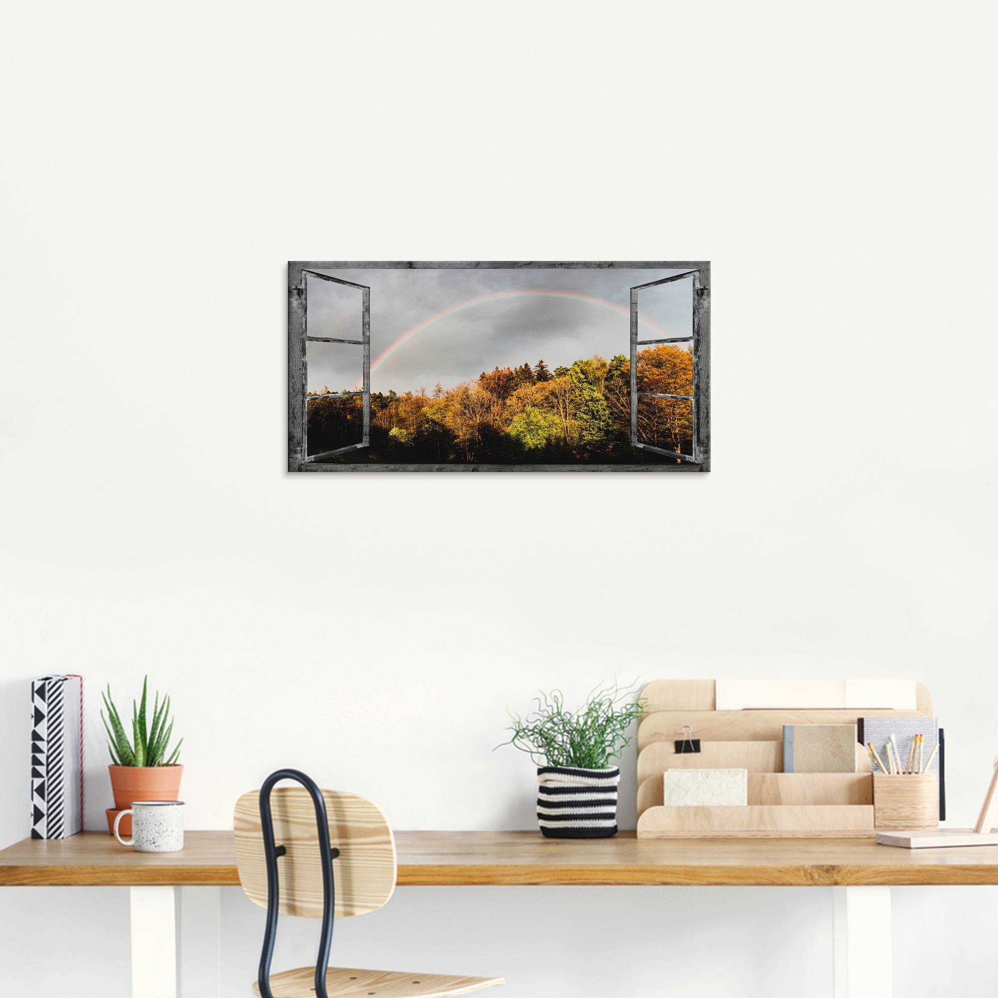Artland Glasbild »Fensterblick - Regenbogen«, Fensterblick, (1 St.), in verschiedenen Größen