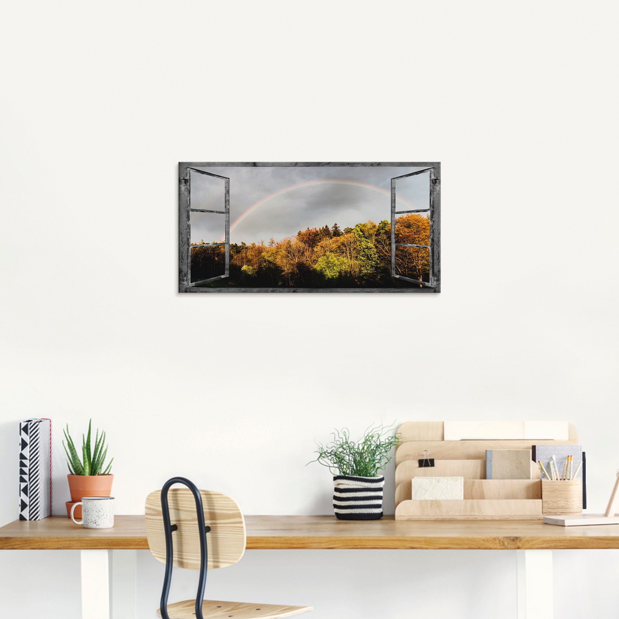 Thumbnail - Artland Glasbild "Fensterblick - Regenbogen", Fensterblick, (1 St.), in verschiedenen Größen