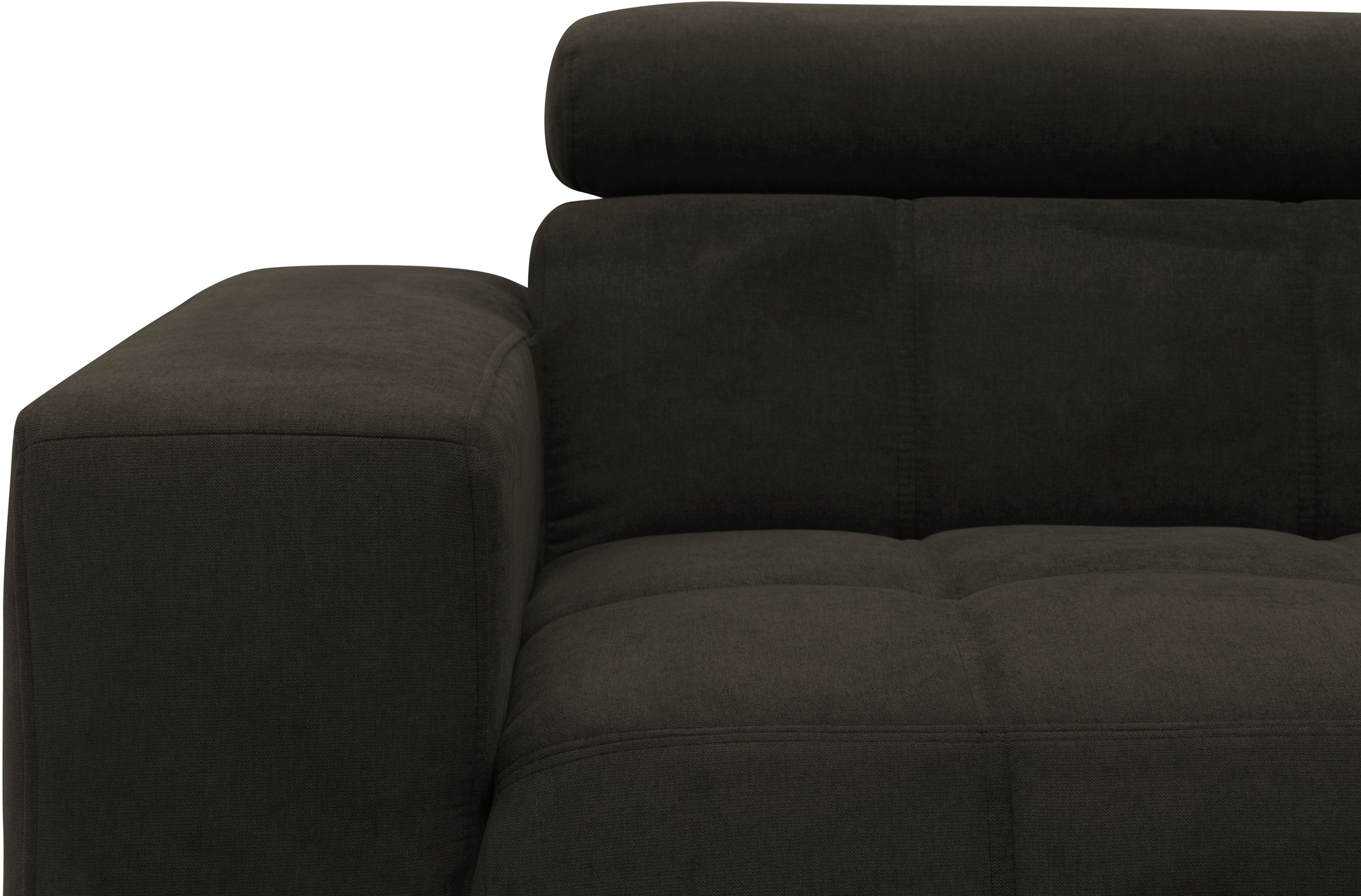 DOMO collection Ecksofa »Trento L-Form, mit Kufenfuß oder Einzelfuß«, wahlweise mit Kopfteilverstellung, Recamiere links/rechts bestellbar