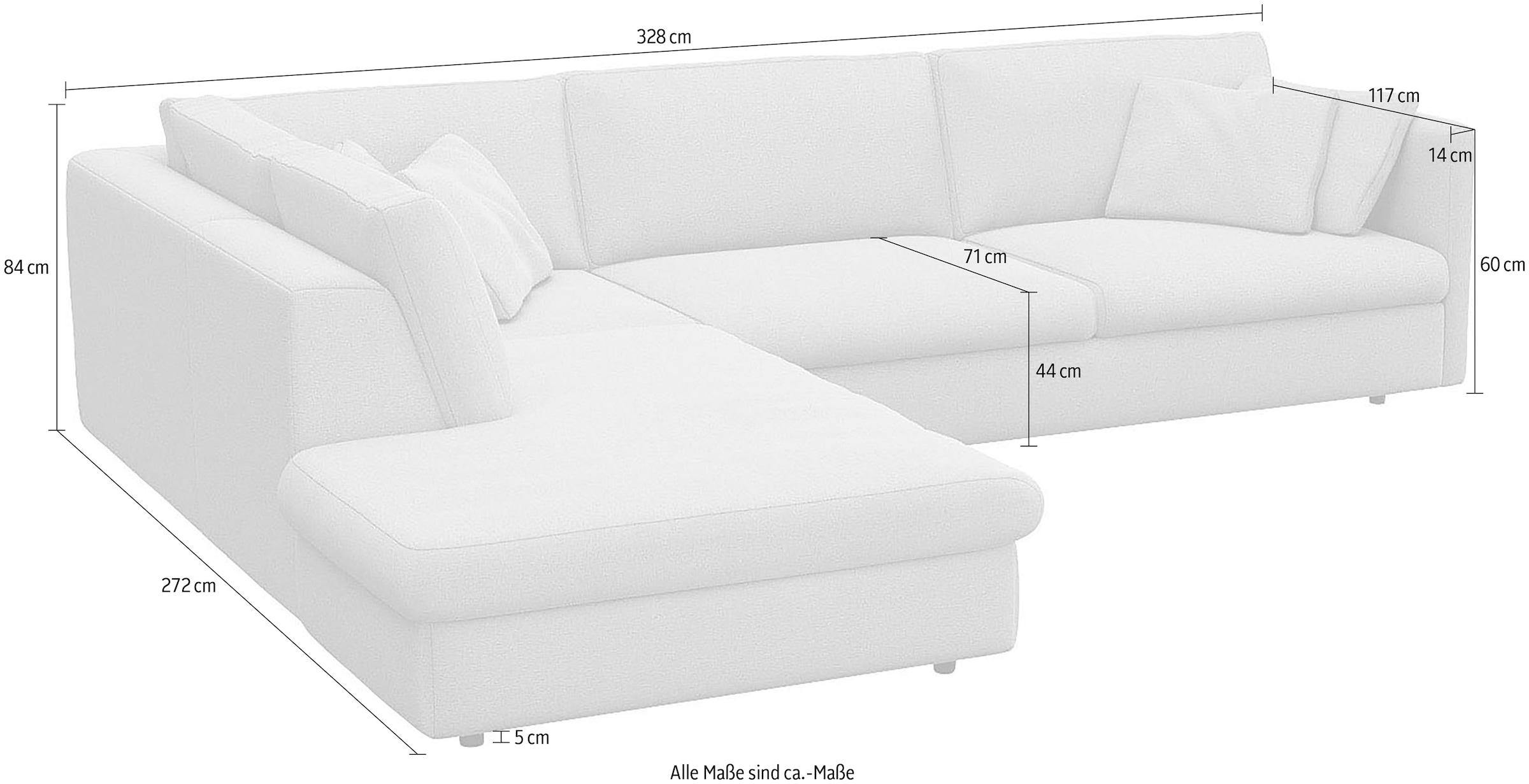 FLEXLUX Ecksofa »Lovane, elegant und zeitlos, bequem, L-Form«, Weich & anschmiegsam, große Sitztiefe auf Kaltschaum, Dekokissen inkl.