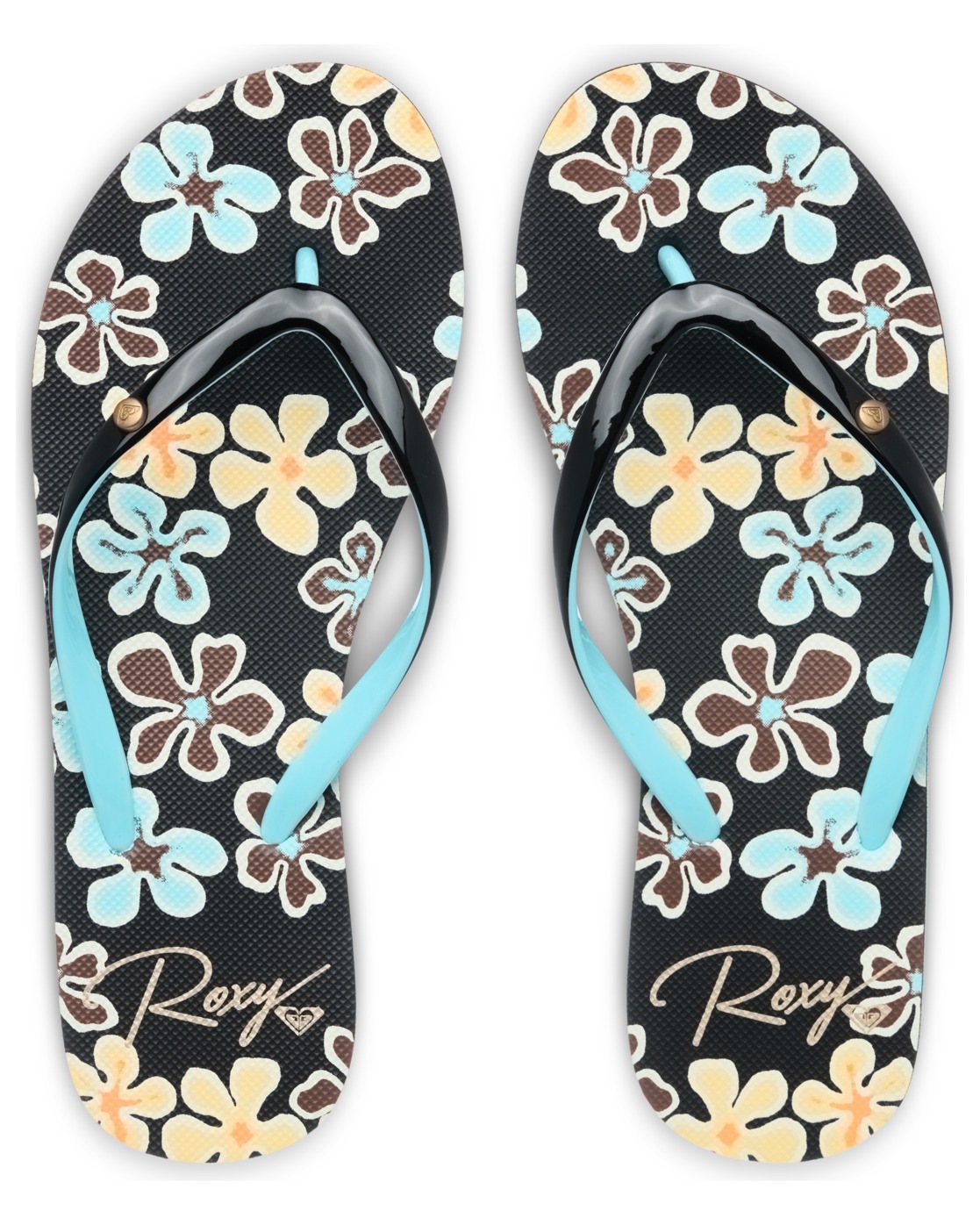 Sandale ROXY "Portofino", Damen, Gr. 8(38), braun, blau, Obermaterial:Obermaterial: 98% Synthetik/2% Metall, Futter: 100% Synthetik, Laufsohle: 100% Schwammgummi;, Schuhe Sandale 2