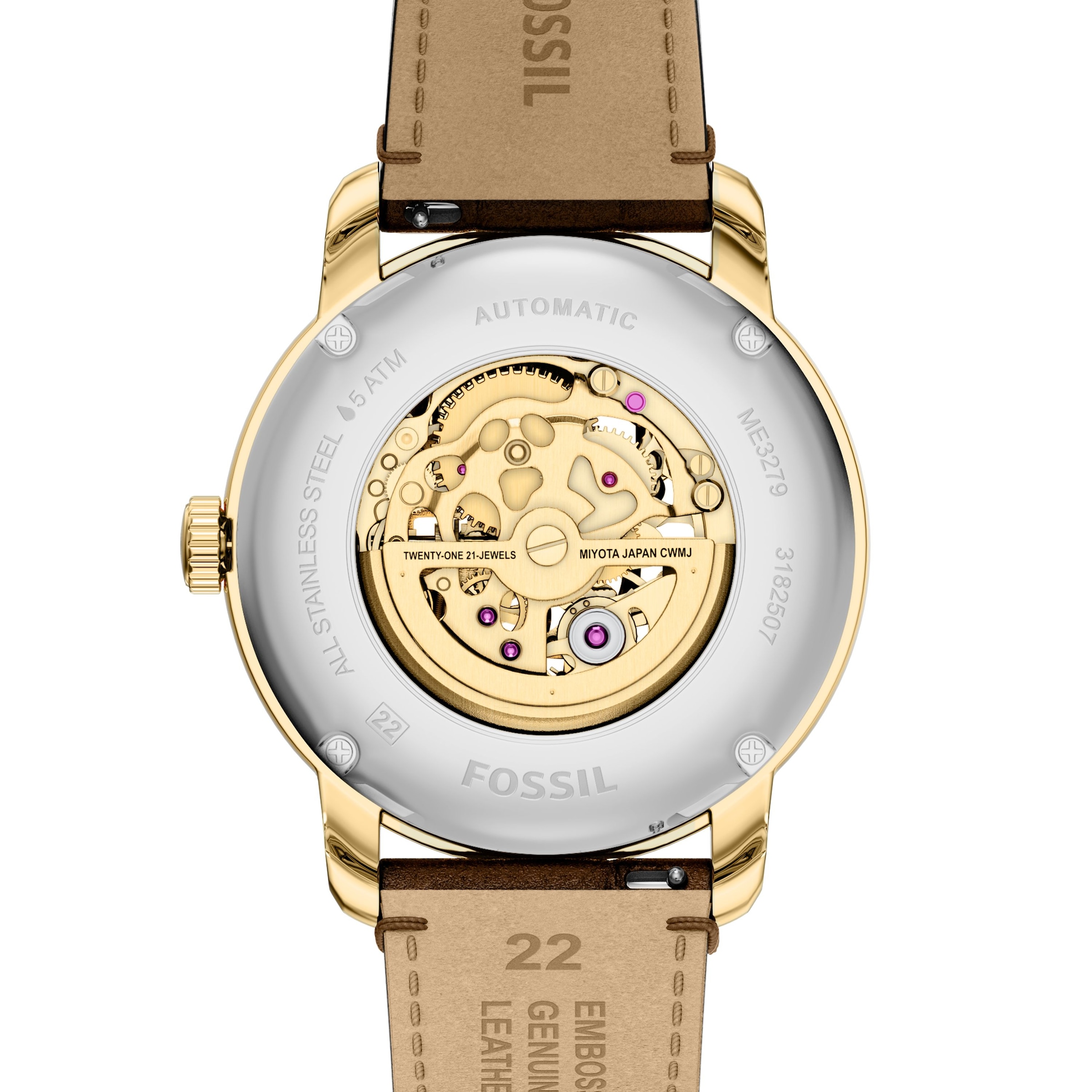 Fossil Automatikuhr »HERITAGE« Armbanduhr, Herrenuhr, Mechanische Uhr, Lederarmband, analog